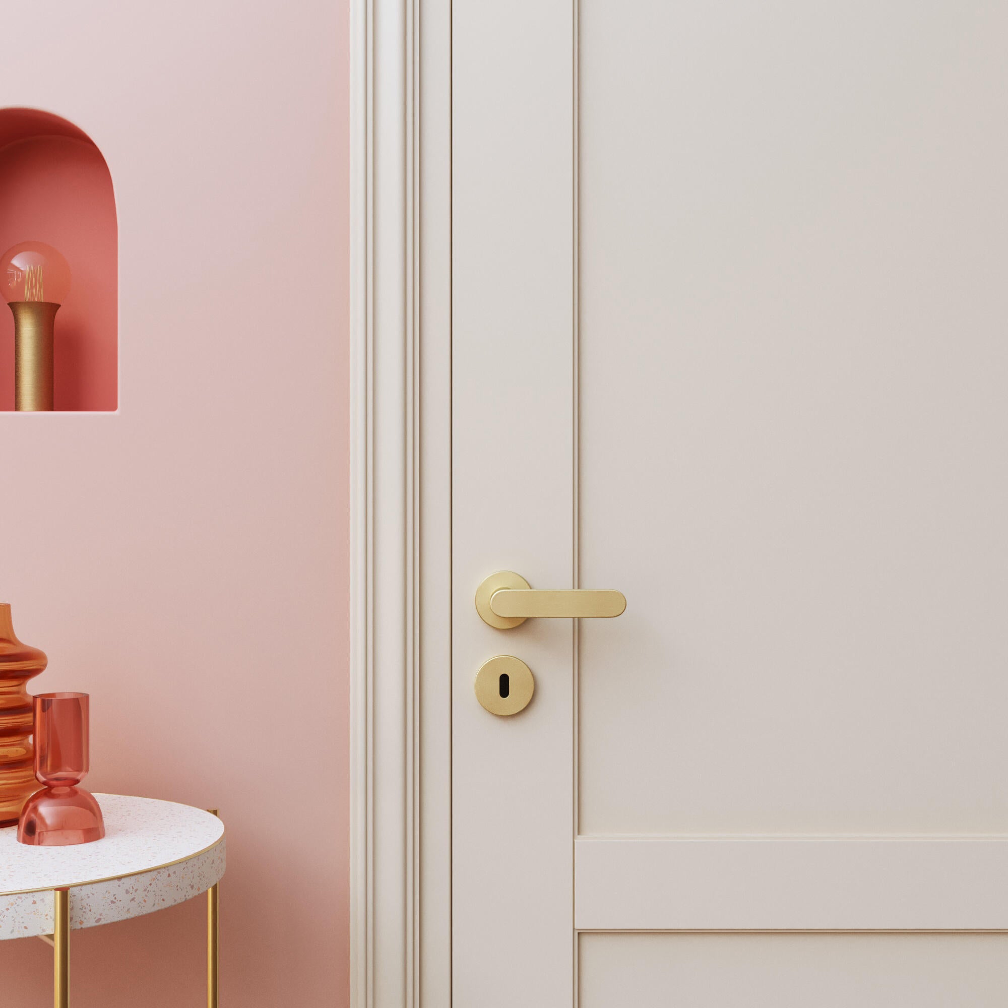 2 poignées sur rosace INSPIRE Java aluminium sans trou laiton brossé A3 - 6