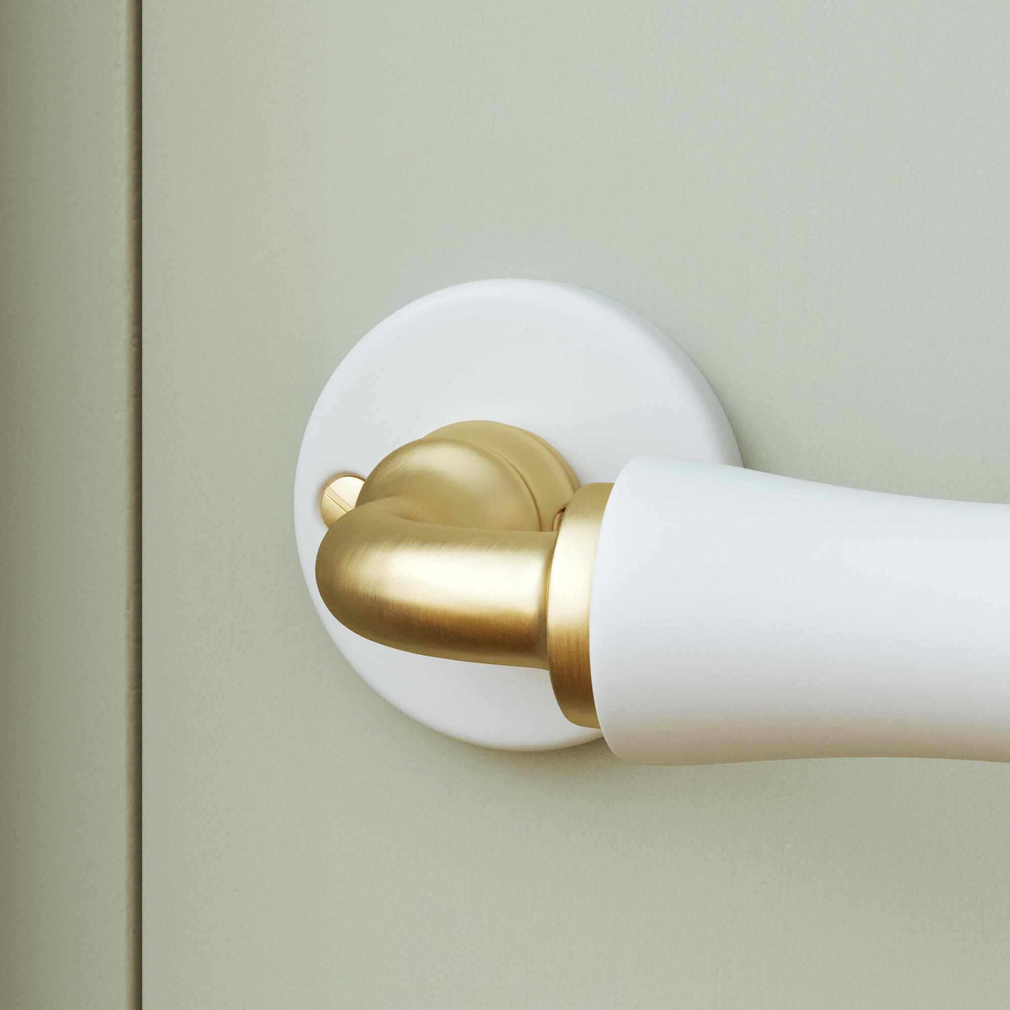 2 poignées sur rosace INSPIRE Maya porcelaine blanc et laiton A10 - 3