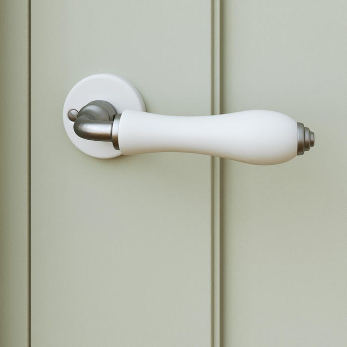 Poigné de porte sur rosace en porcelaine MAYA par inspire