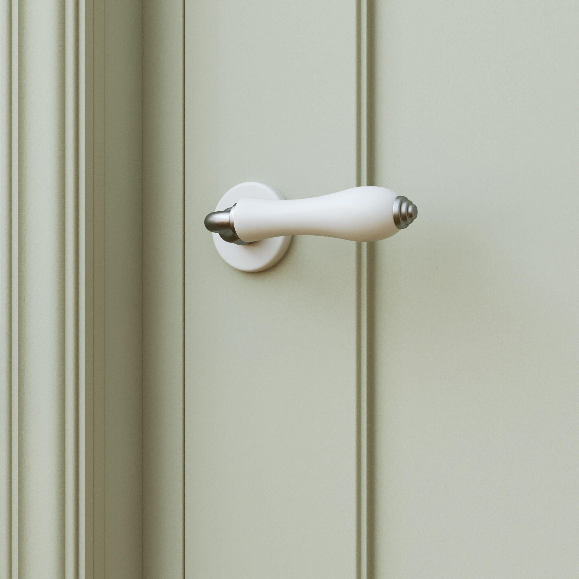 2 poignées sur rosace INSPIRE Maya porcelaine blanc et nickel A10 - 3