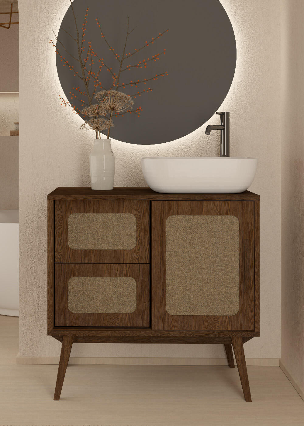 Mueble de baño con lavabo indigo roble oscuro 80x46 cm