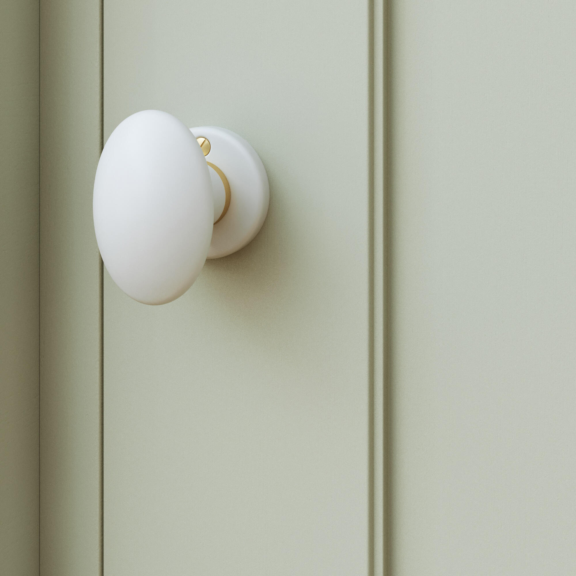 2 poignées sur rosace INSPIRE Gilda porcelaine blanc et laiton A10 - 4