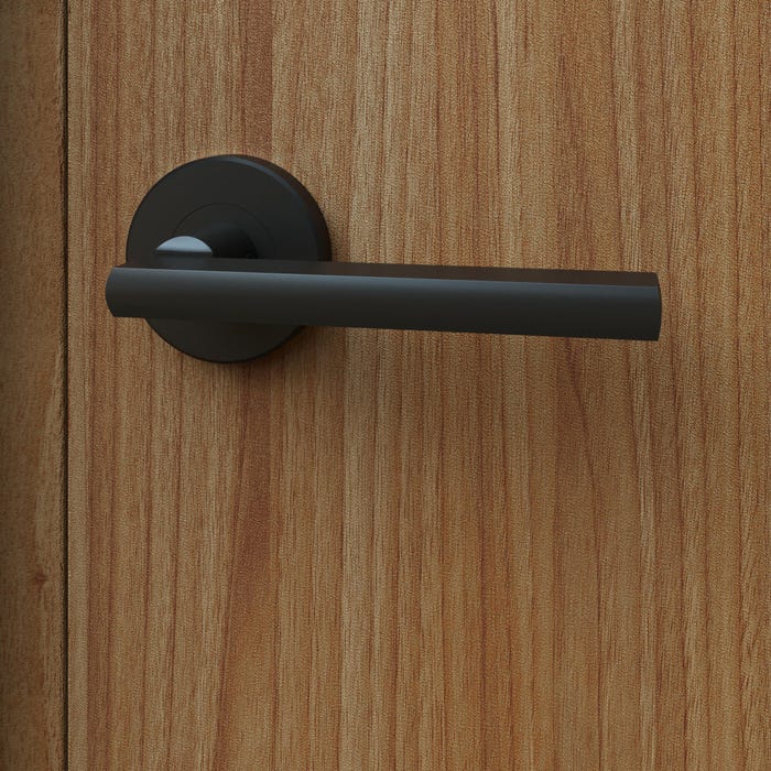 Poignée de porte sur rosace en noir mat LEE par INSPIRE