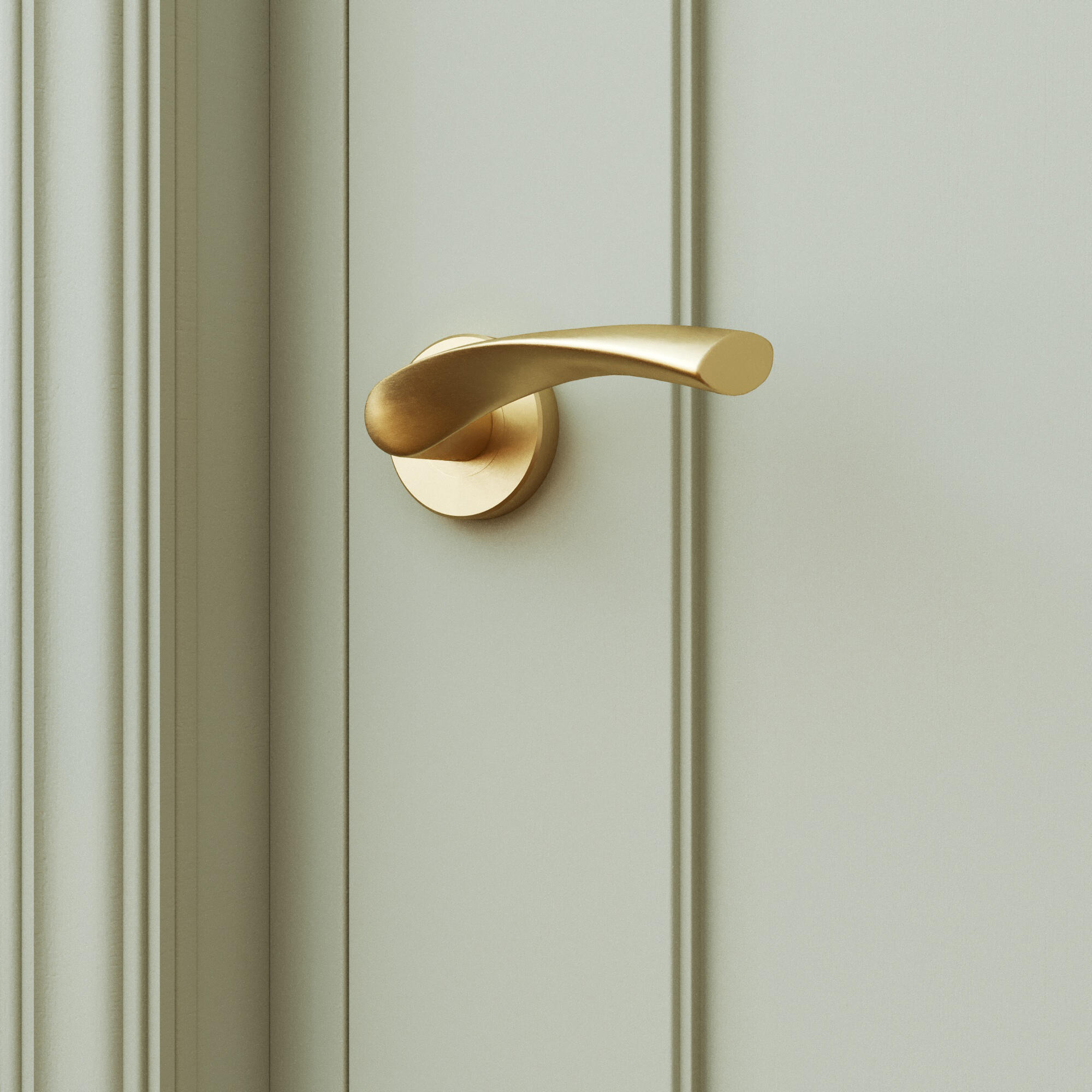 Juego de manilla con roseta INSPIRE serie Arosa en aluminio latón cepillado - 2