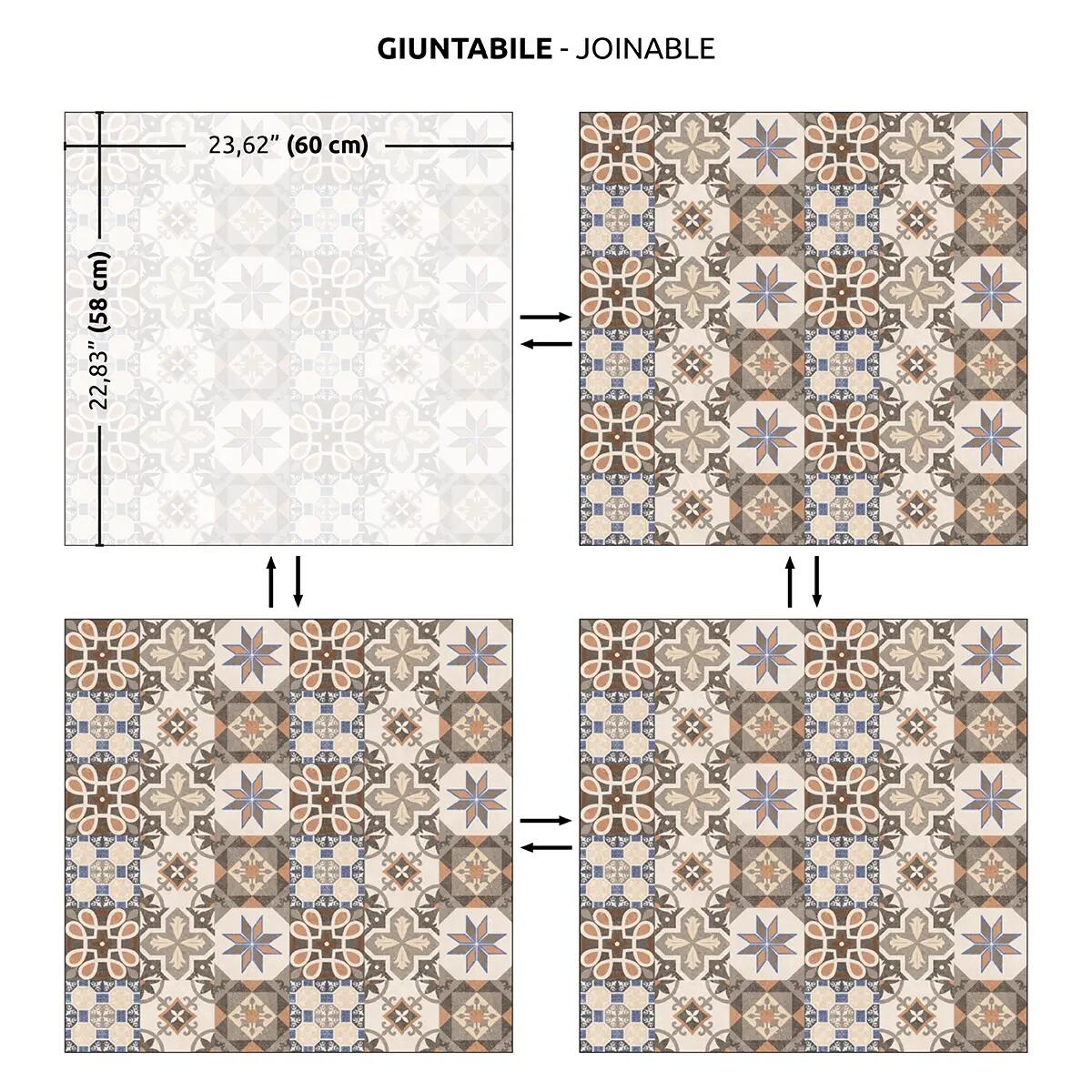 Pannello decorativo della cucina alluminio Azulejos beige e marrone L60 cm x H58 cm - 7