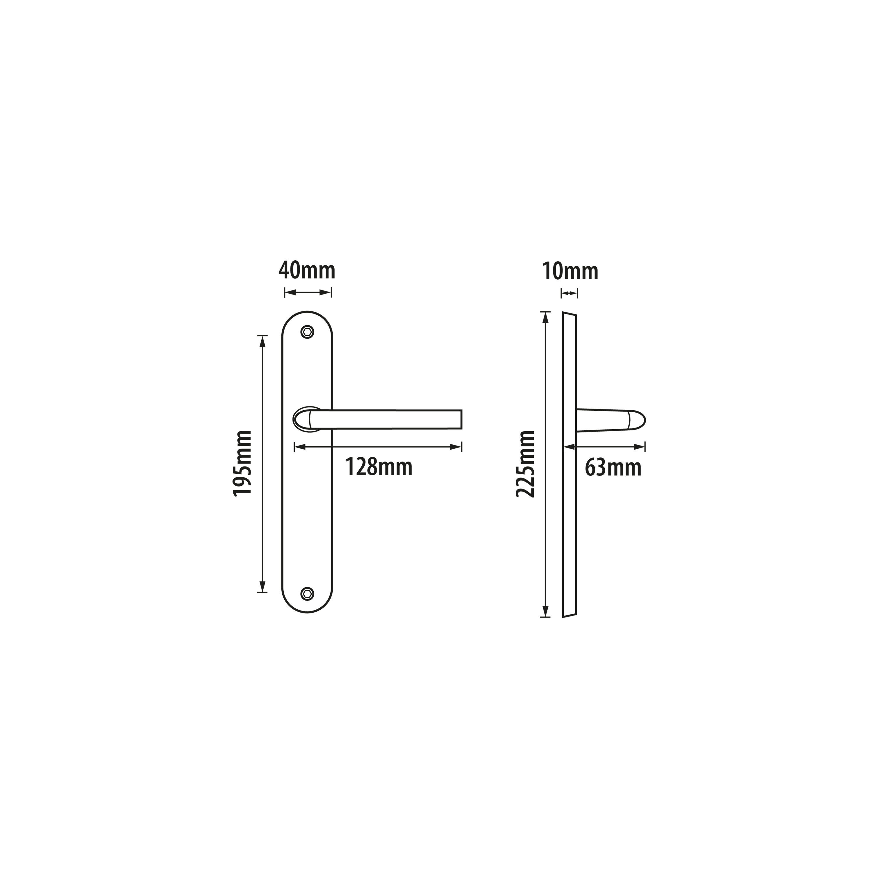 2 poignées sur plaque sans trou Eina aluminium laiton brossé, entraxe 195 mm - 6