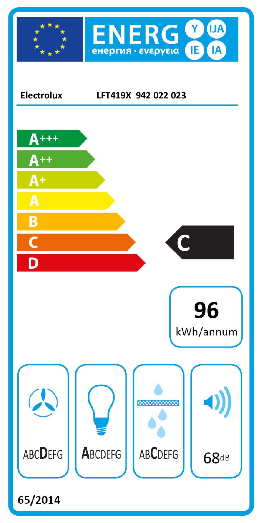 Hotte murale L89.8 cm ELECTROLUX LFT419X gris / argent - 6