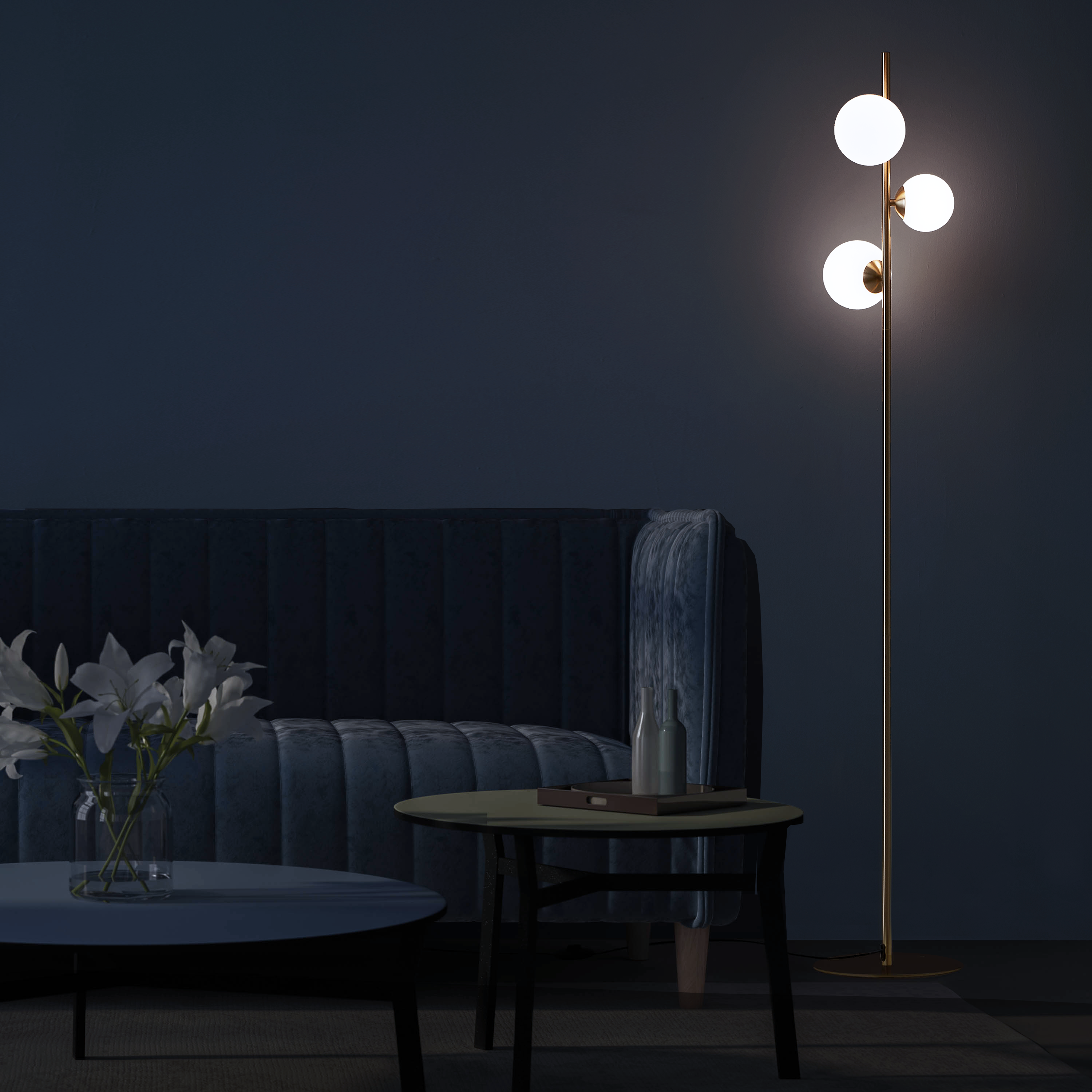 Lampadaire Callas, aluminium, doré,  H.155 cm INSPIRE, G9 - 5