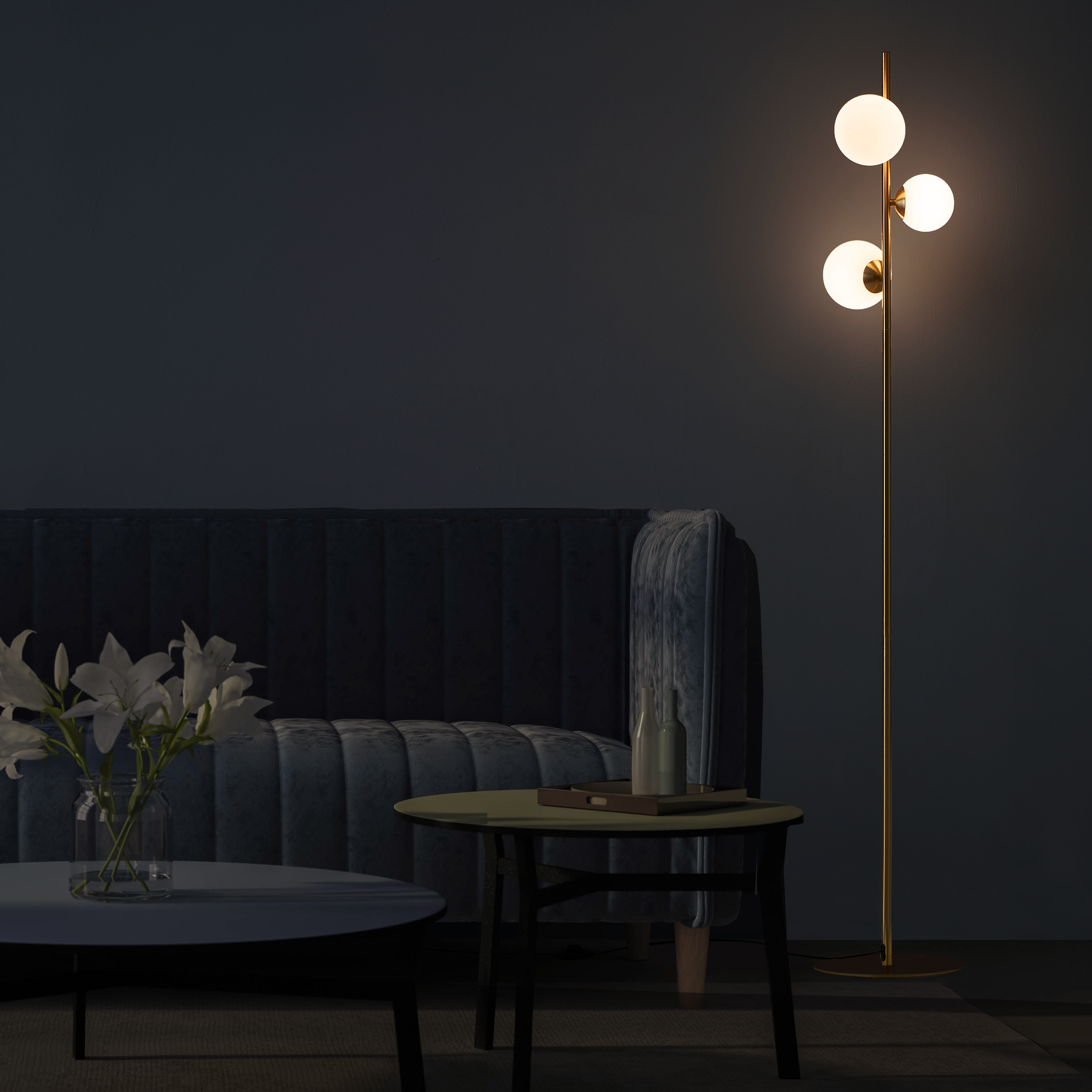 Lampadaire Callas, aluminium, doré,  H.155 cm INSPIRE, G9 - 4