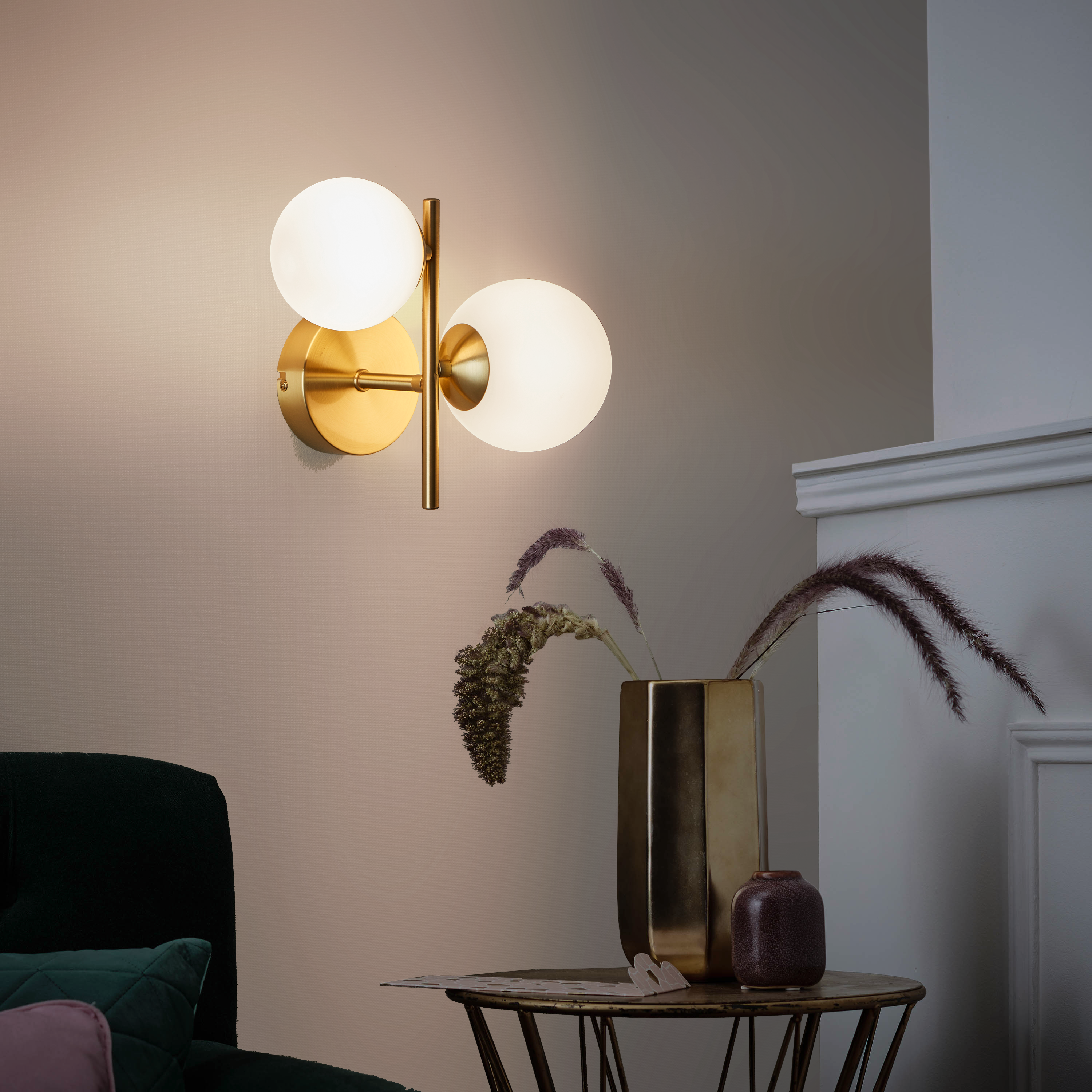 Applique murale G9, acier / cristal, laiton, Callas, INSPIRE - 7