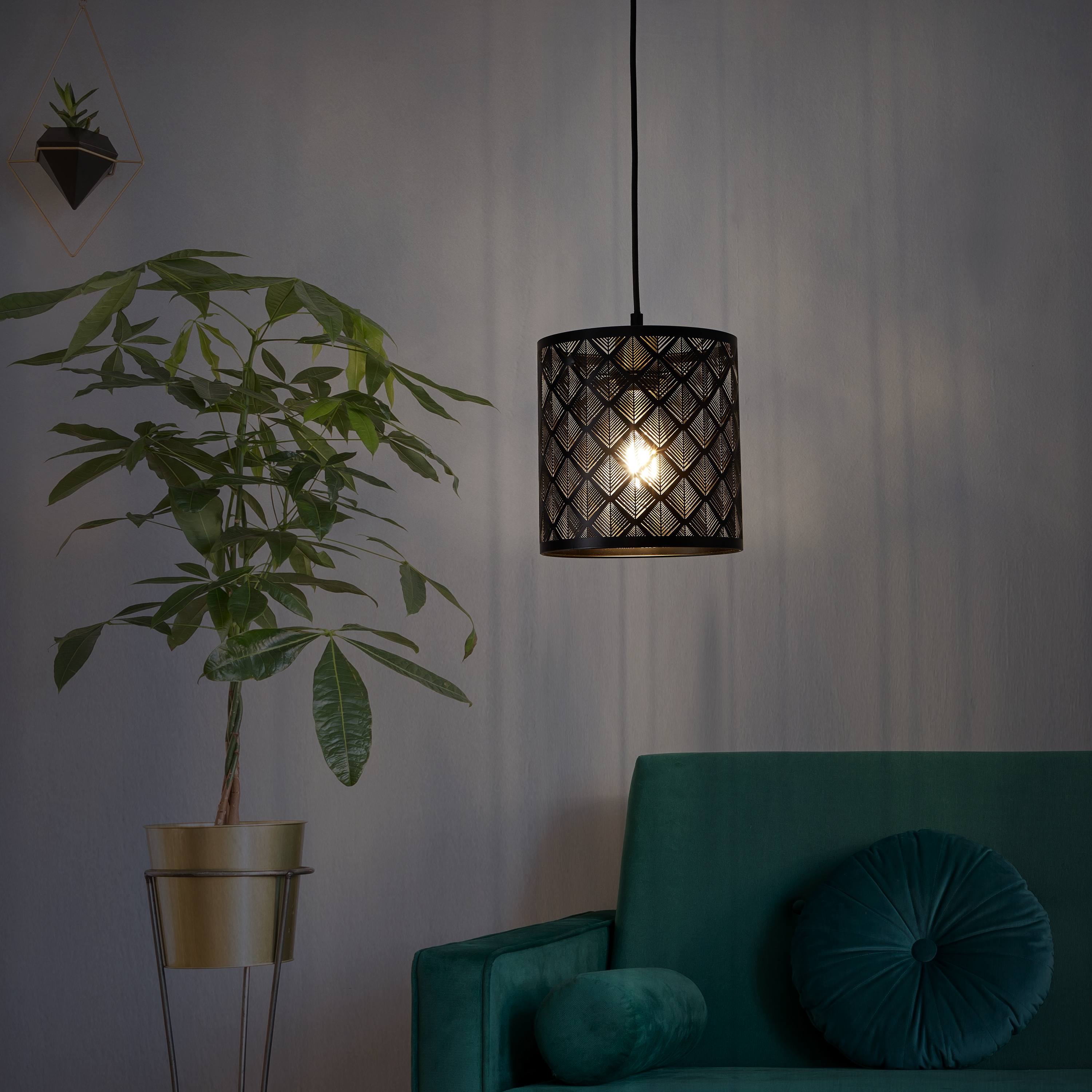 Lampa wisząca Galati czarna E27 szer. 20 cm Inspire - 14