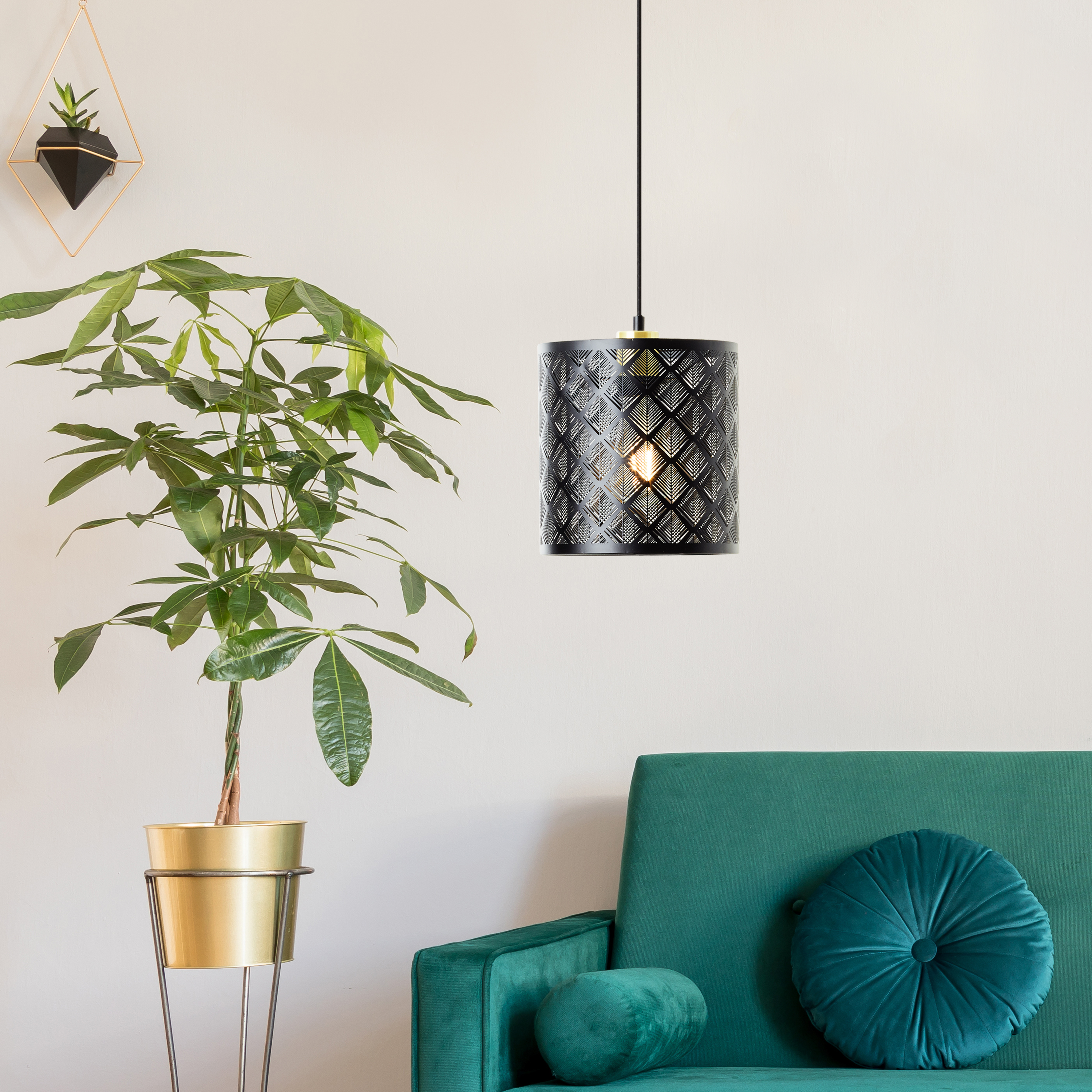 Lampa wisząca Galati czarna E27 szer. 20 cm Inspire - 13