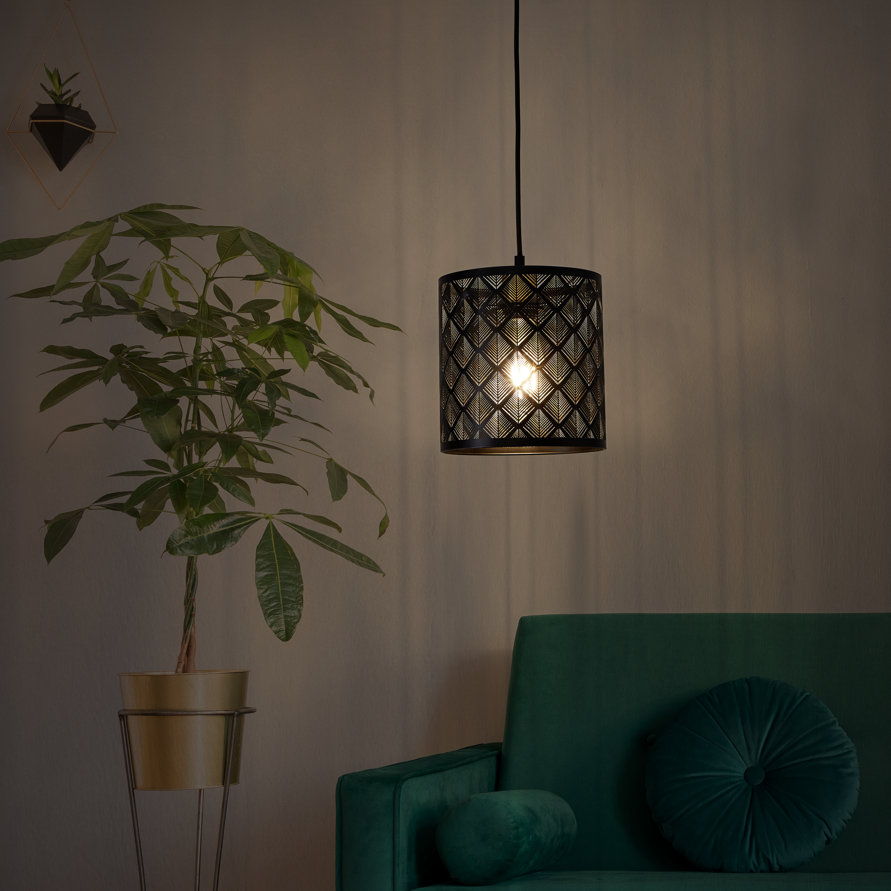 Lampa wisząca Galati czarna E27 szer. 20 cm Inspire - 12