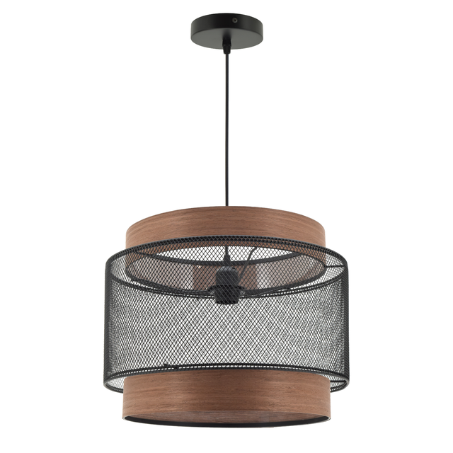 Lámpara de techo colgante de madera negra 1 luz E27 Taiga INSPIRE 40 cm