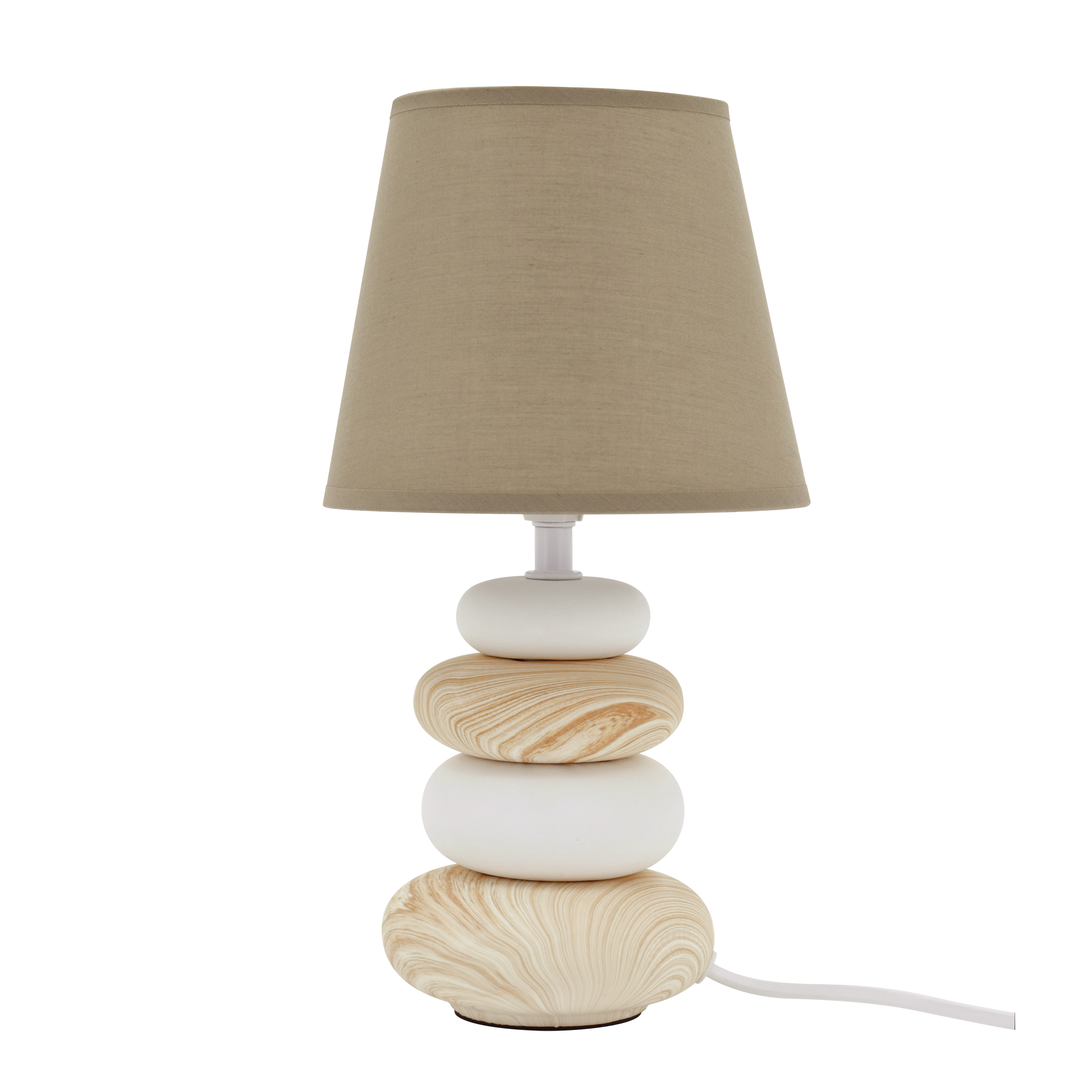 Lámpara de mesa compatible con casquillo E14 Navala INSPIRE con estructura cerámica beige pantalla beige de algodón alimentación a red - 3