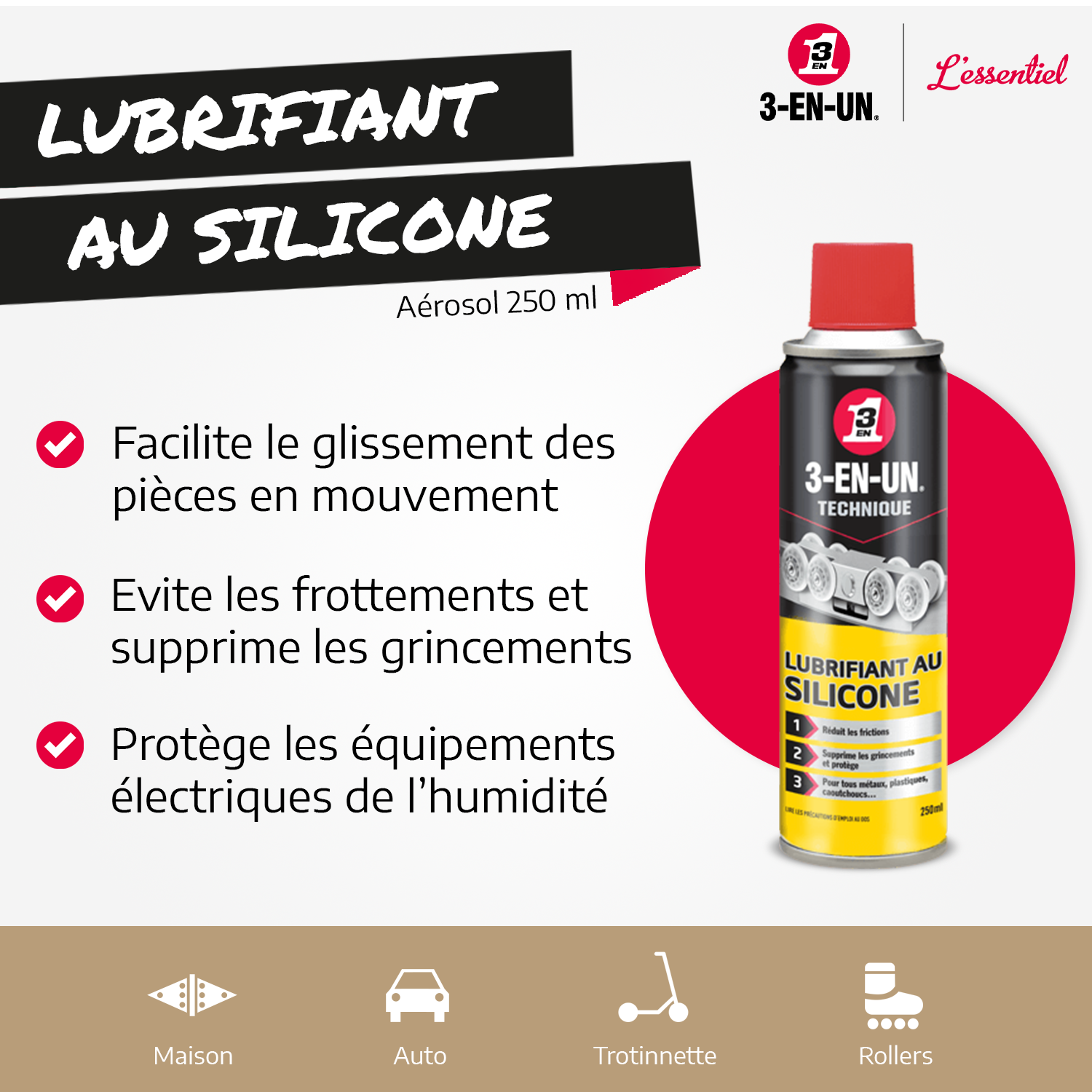 Aerosol spray lubrifiant silicone 500 ml