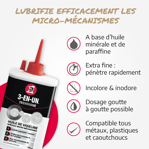 Huile Multi-usages 3-EN-UN® ORIGINAL – Burette 100 Ml, Lubrifiant Et Protecteur
