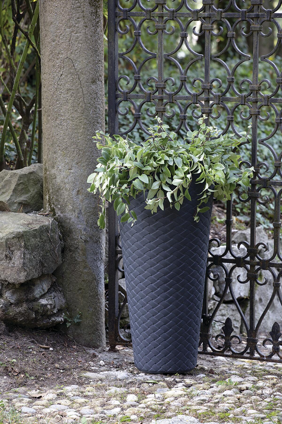 Vaso Matuba PROSPERPLAST in polipropilene antracite H 55 x ø 30 cm - 3