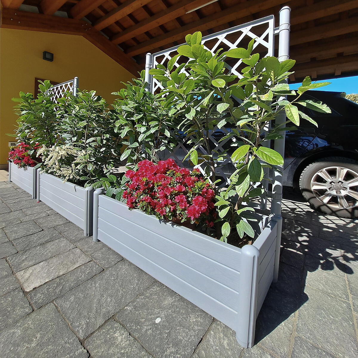 Fioriera con grigliato Italia STEFANPLAST in polipropilene grigio H 142 x L 100 x P 43 cm - 3