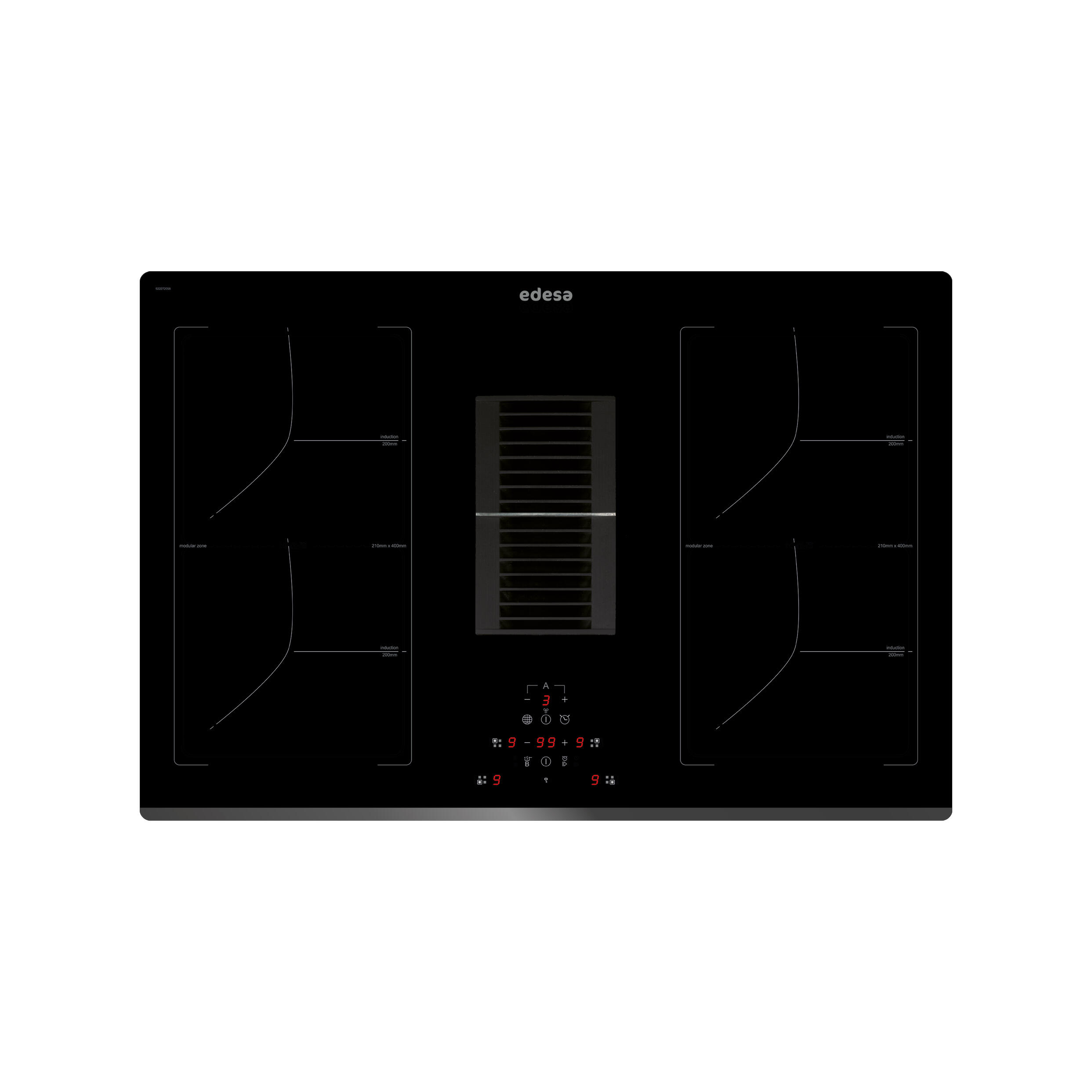Inducción con extractor edesa eim-7422 dd b /a con 4 zonas de cocción 9000 w