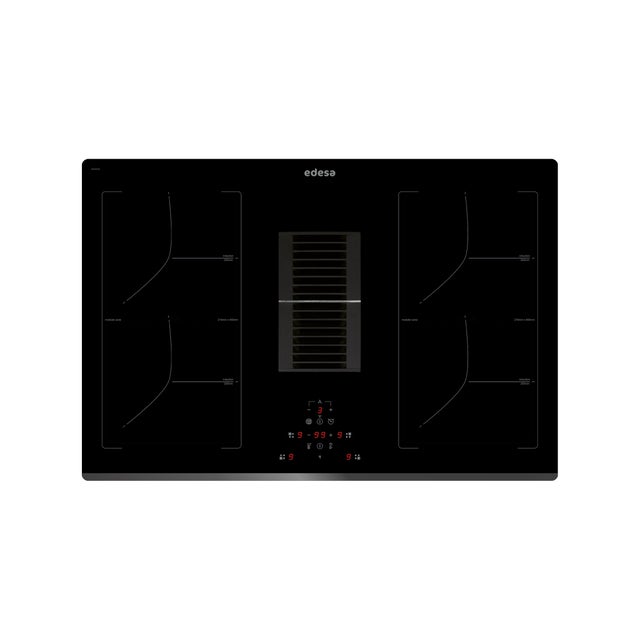 Placa de inducción con extractor EDESA 922272058 con 6 zonas de cocción y zona flex 9000W negro 77 cm