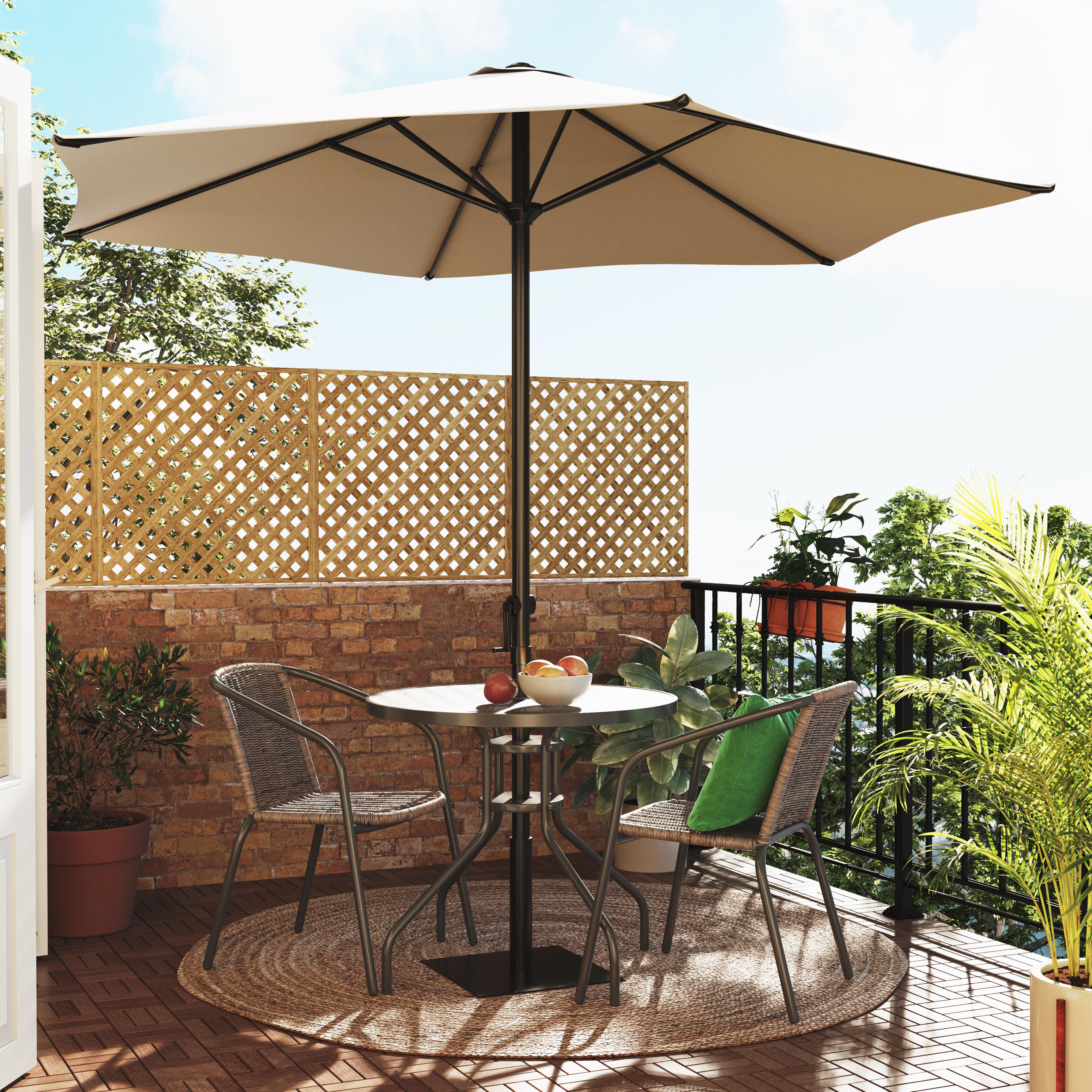 Parasol hexagonal de acero Polar marrón  Ø 263 cm - 4