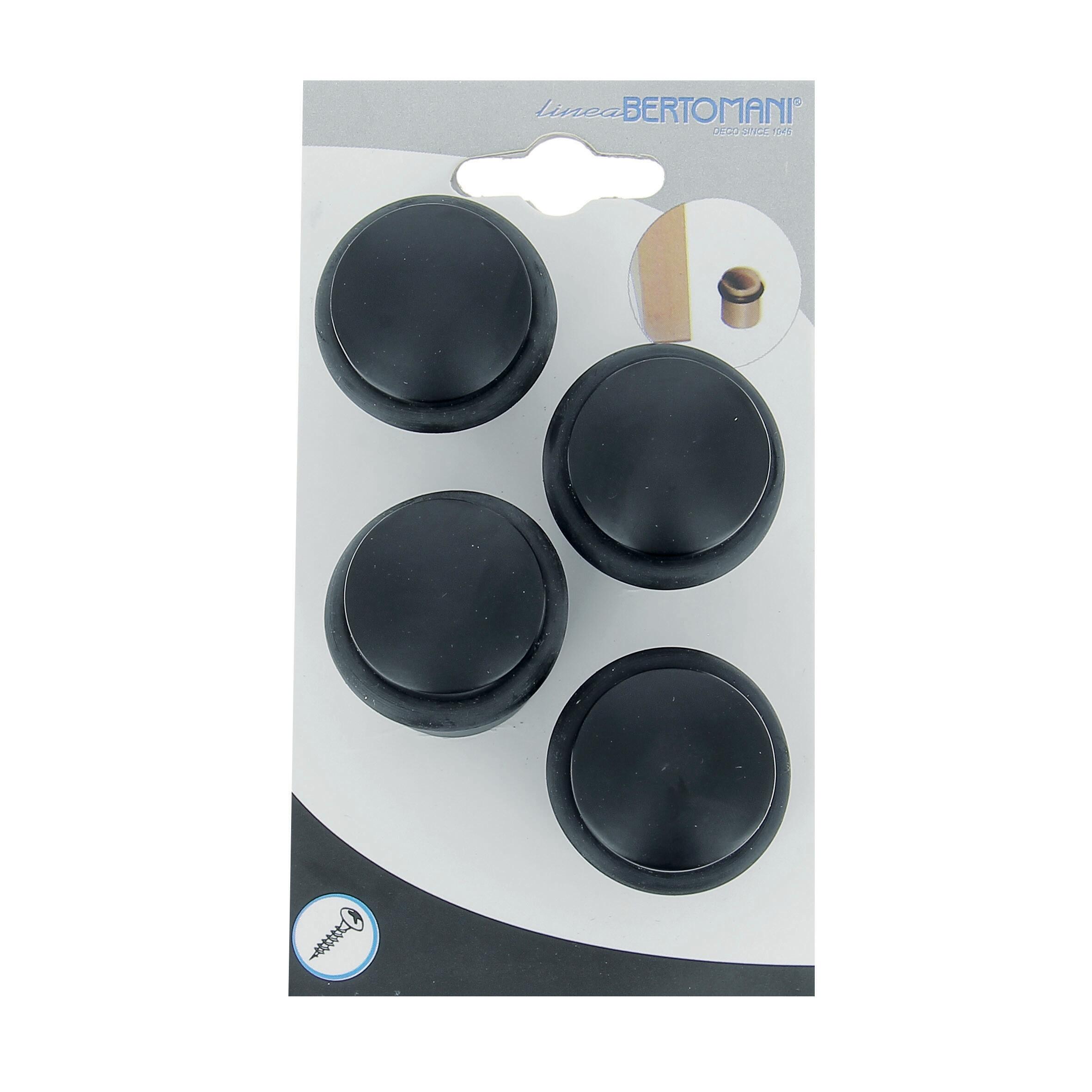 Lot de 4 butées de porte à visser aluminium LINEA BERTOMANI noir, ⌀3.4 x H.4 cm - 7