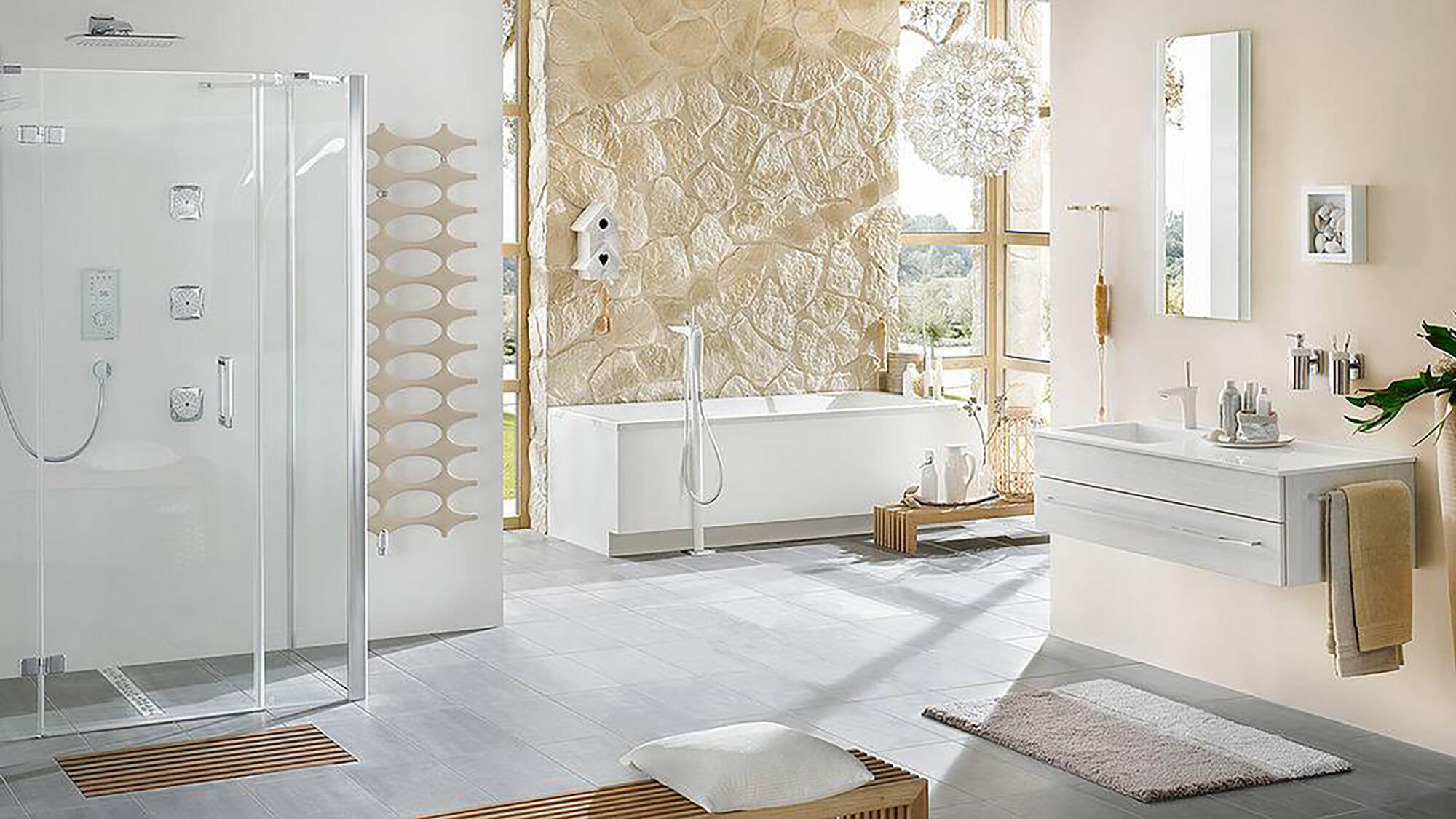 Revestimiento decorativo nevada de piedra para esquina beige