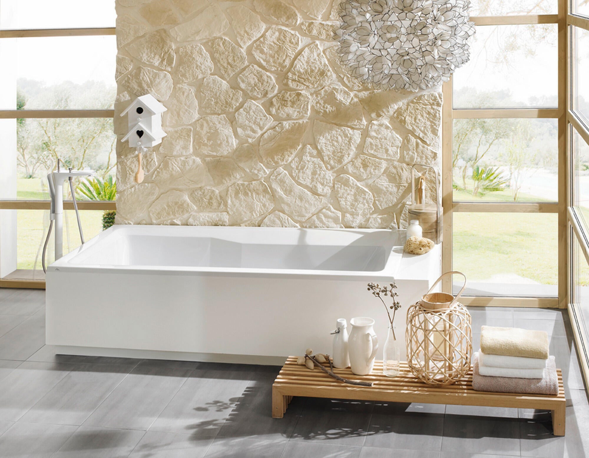 Revestimiento decorativo nevada de piedra beige