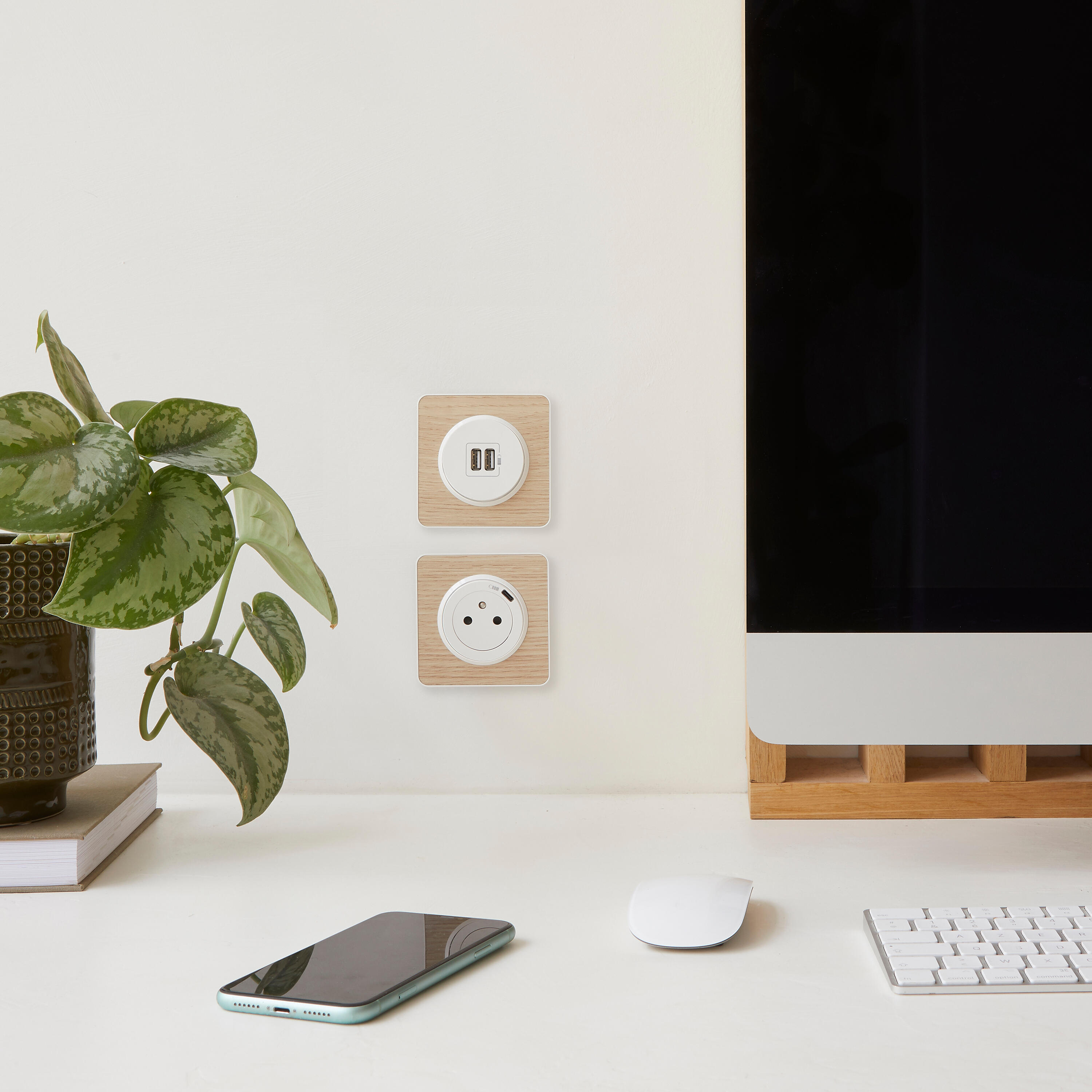 Prise avec terre affleurante avec usb c , à assembler Lumia, LEXMAN, blanc - 4