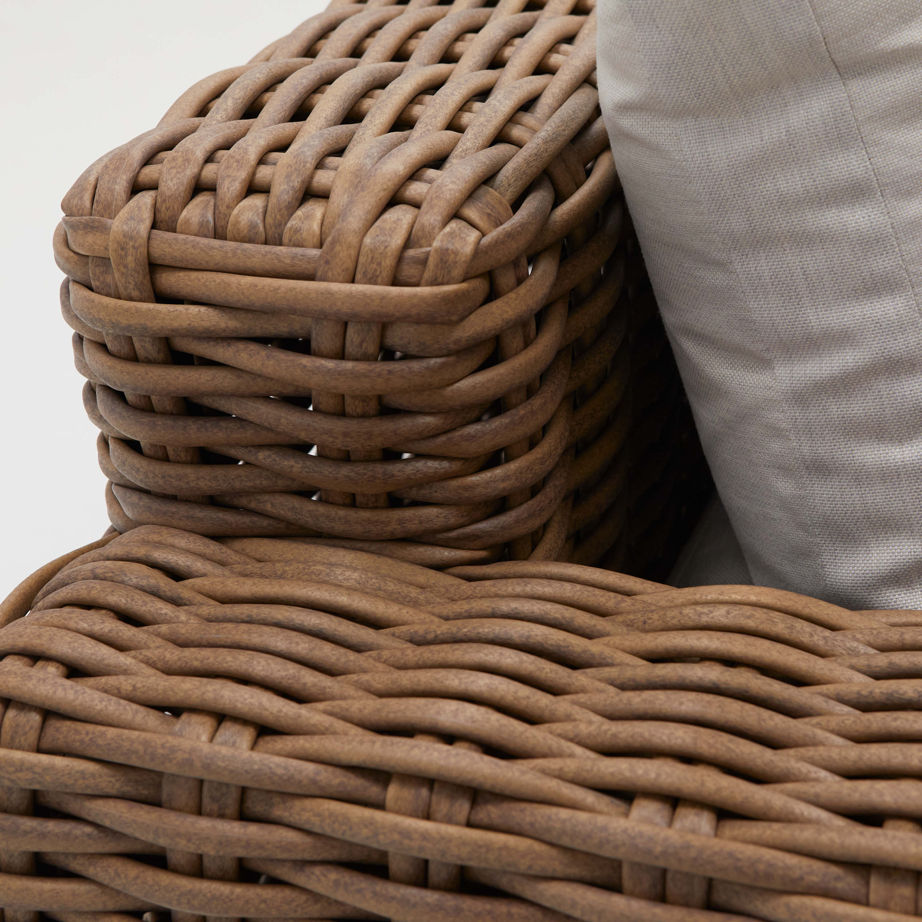 Sofá jardim rattan 3 pessoas castanho bege Ayamo Naterial - 12