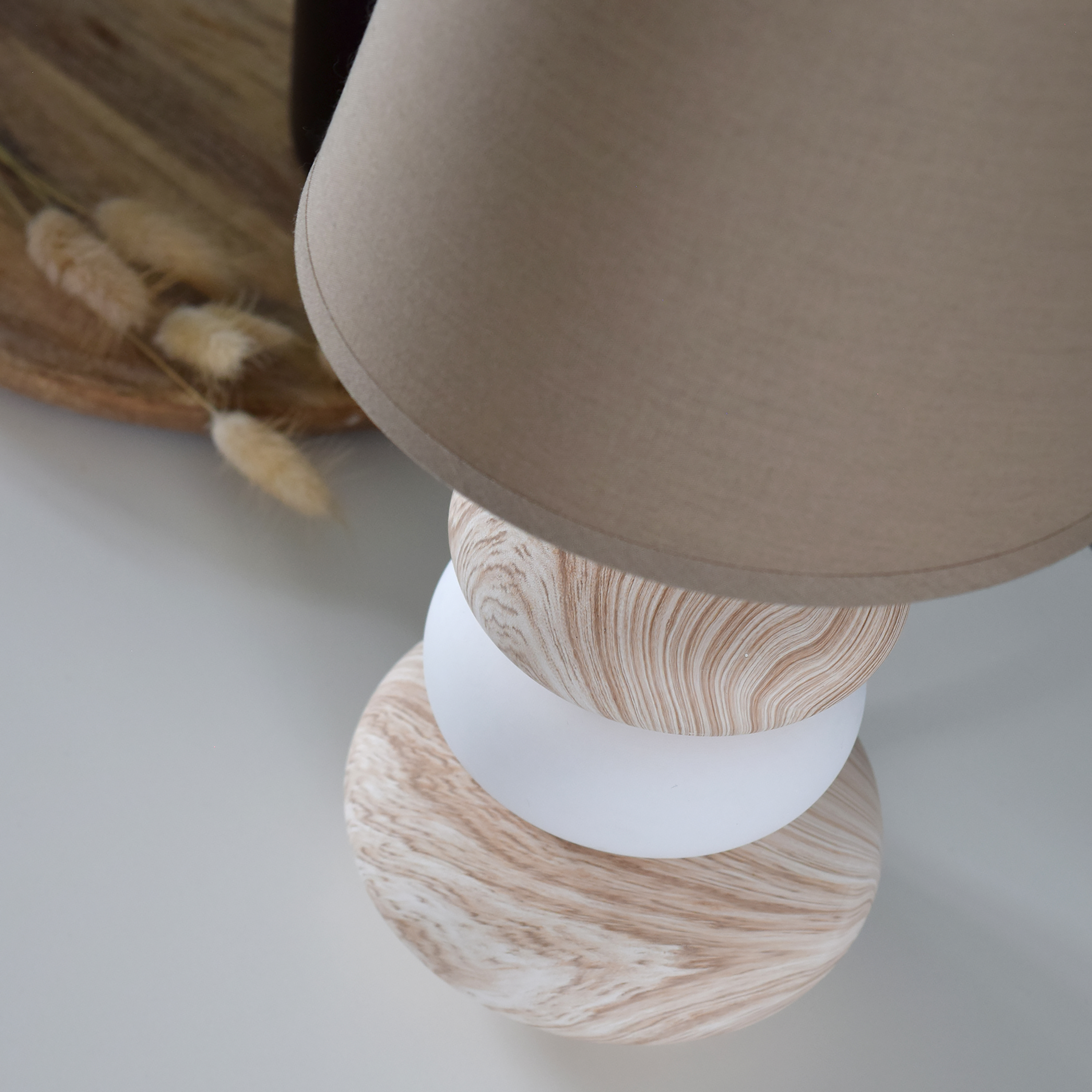 Lámpara de mesa compatible con casquillo E14 Navala INSPIRE con estructura cerámica beige pantalla beige de algodón alimentación a red - 5