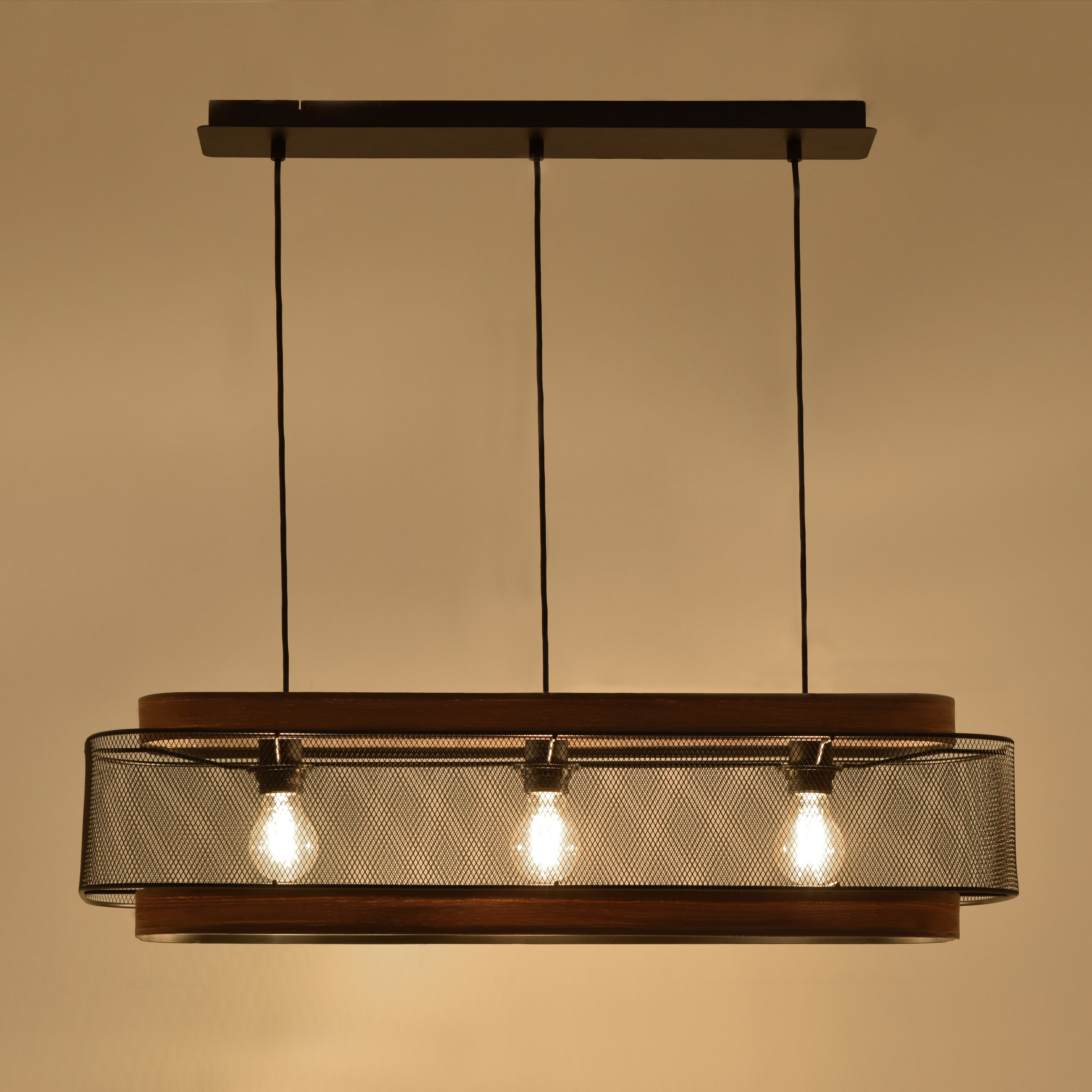 Lampa wisząca Taiga czarna z drewnem 3 x E27 Inspire - 11