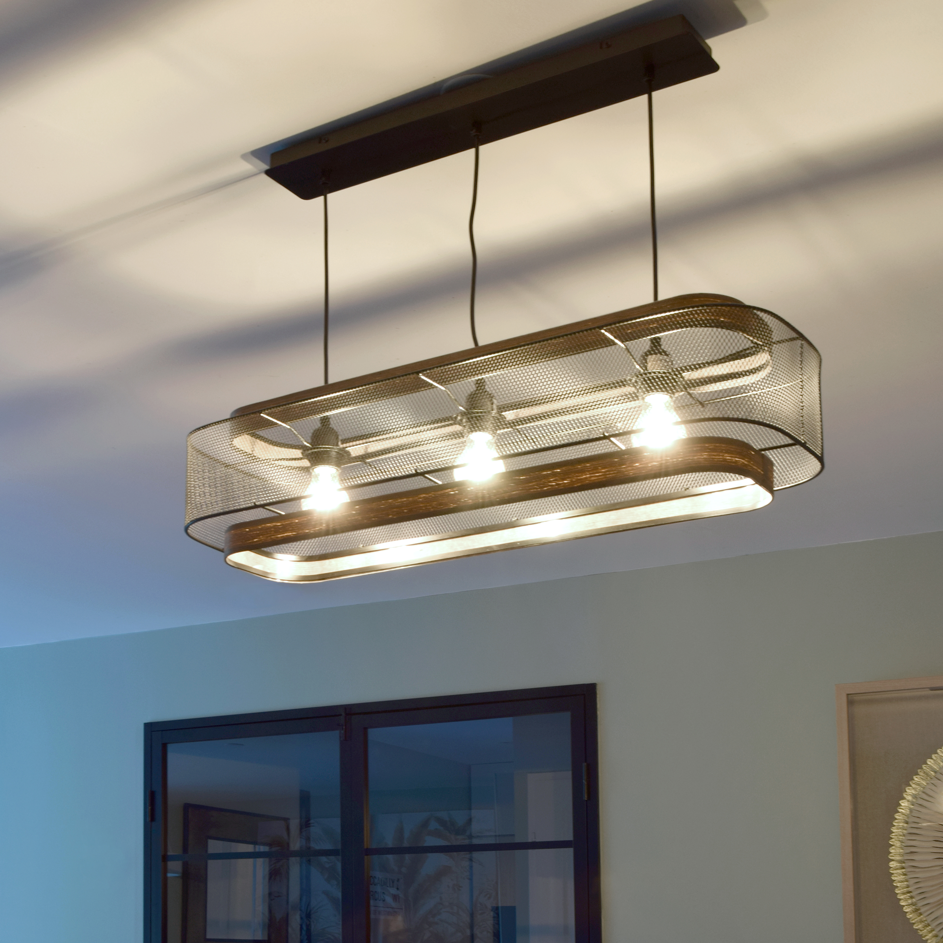Lampa wisząca Taiga czarna z drewnem 3 x E27 Inspire - 10