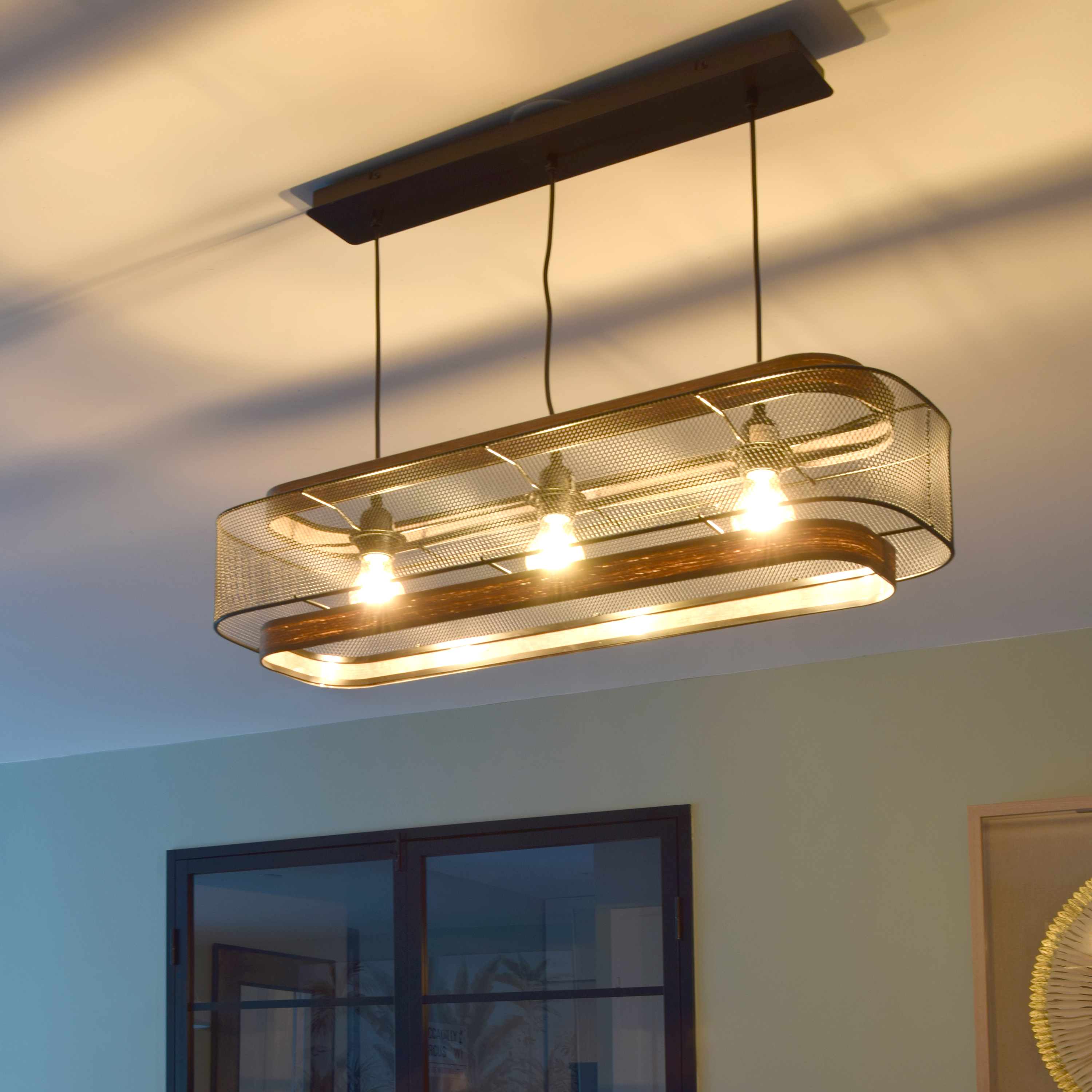 Lampa wisząca Taiga czarna z drewnem 3 x E27 Inspire - 9