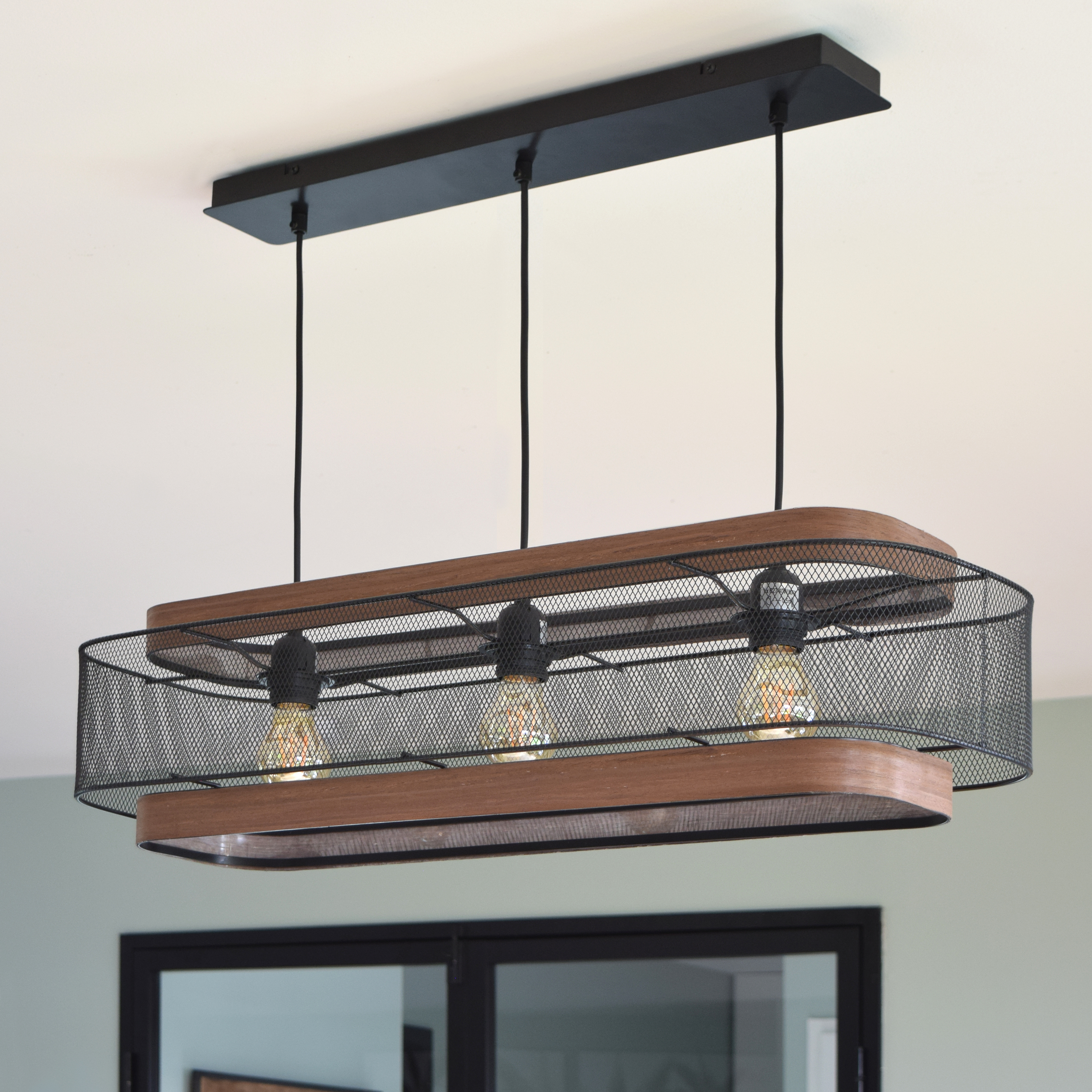 Lampa wisząca Taiga czarna z drewnem 3 x E27 Inspire - 8