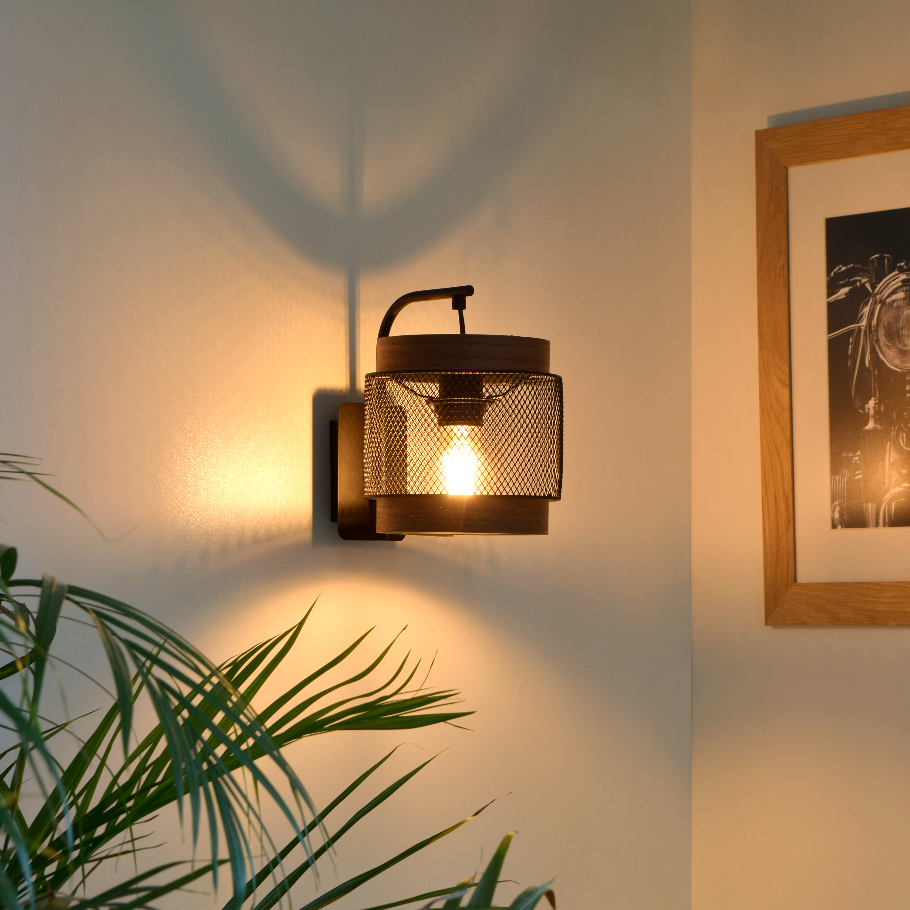 Kinkiet Taiga czarny z drewnem E27 Inspire - 7