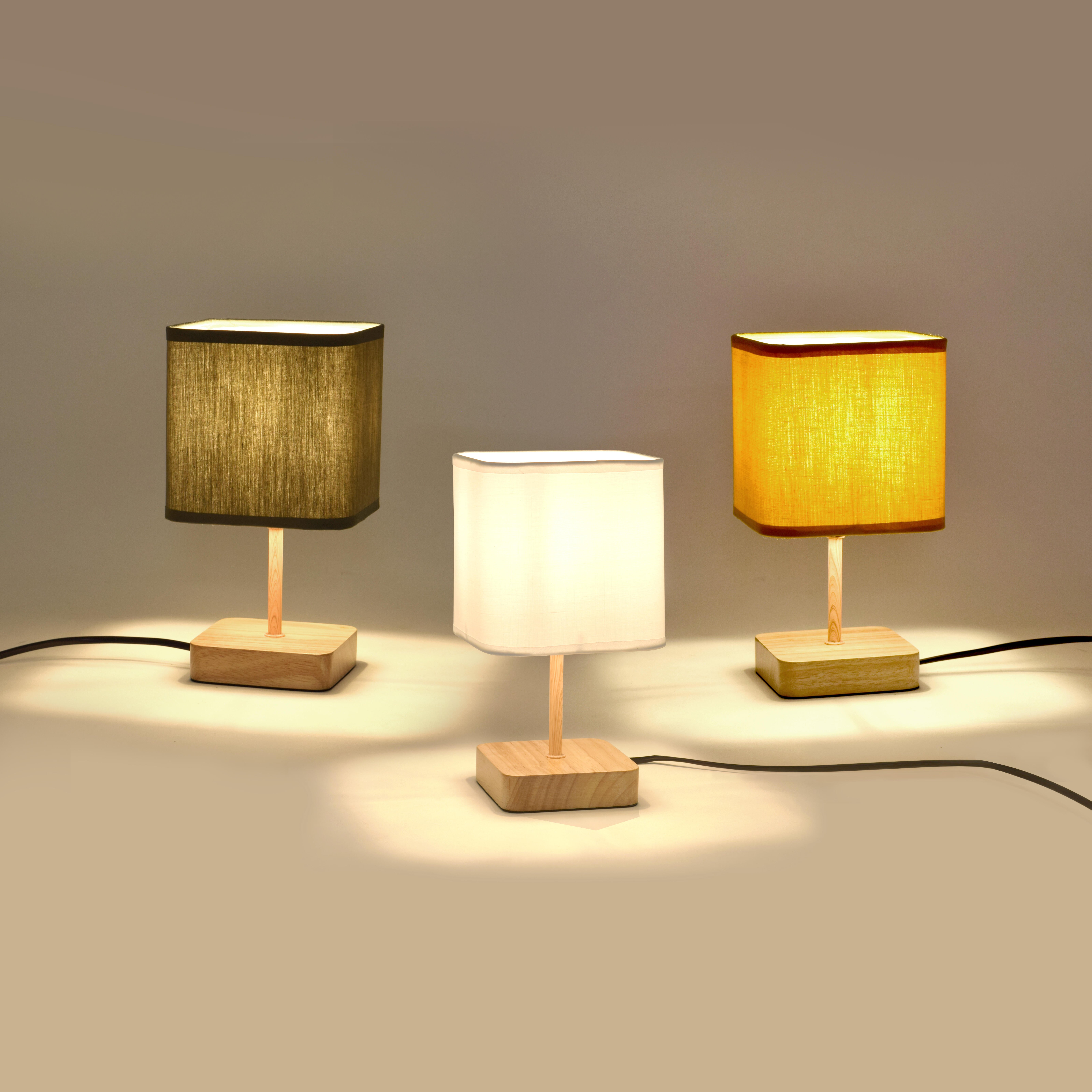 Lampa stołowa Akora zielona z drewnem E14 Inspire - 25