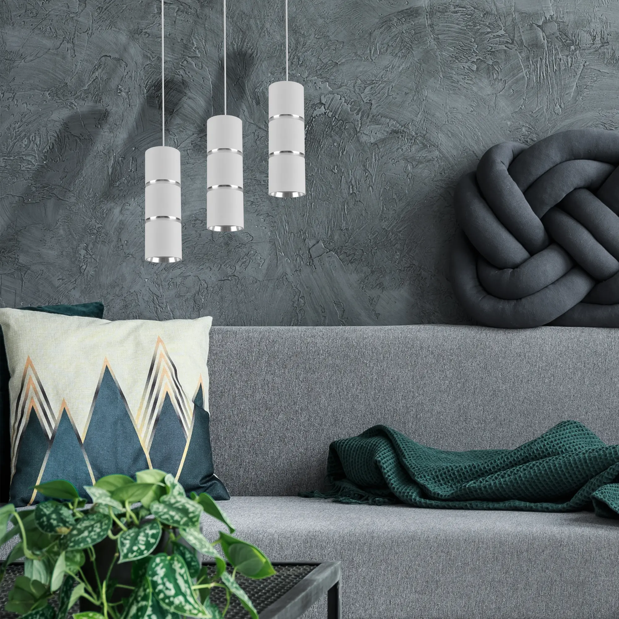 Lampa wisząca Bamboo biało-srebrna GU10 Goldlux - 2