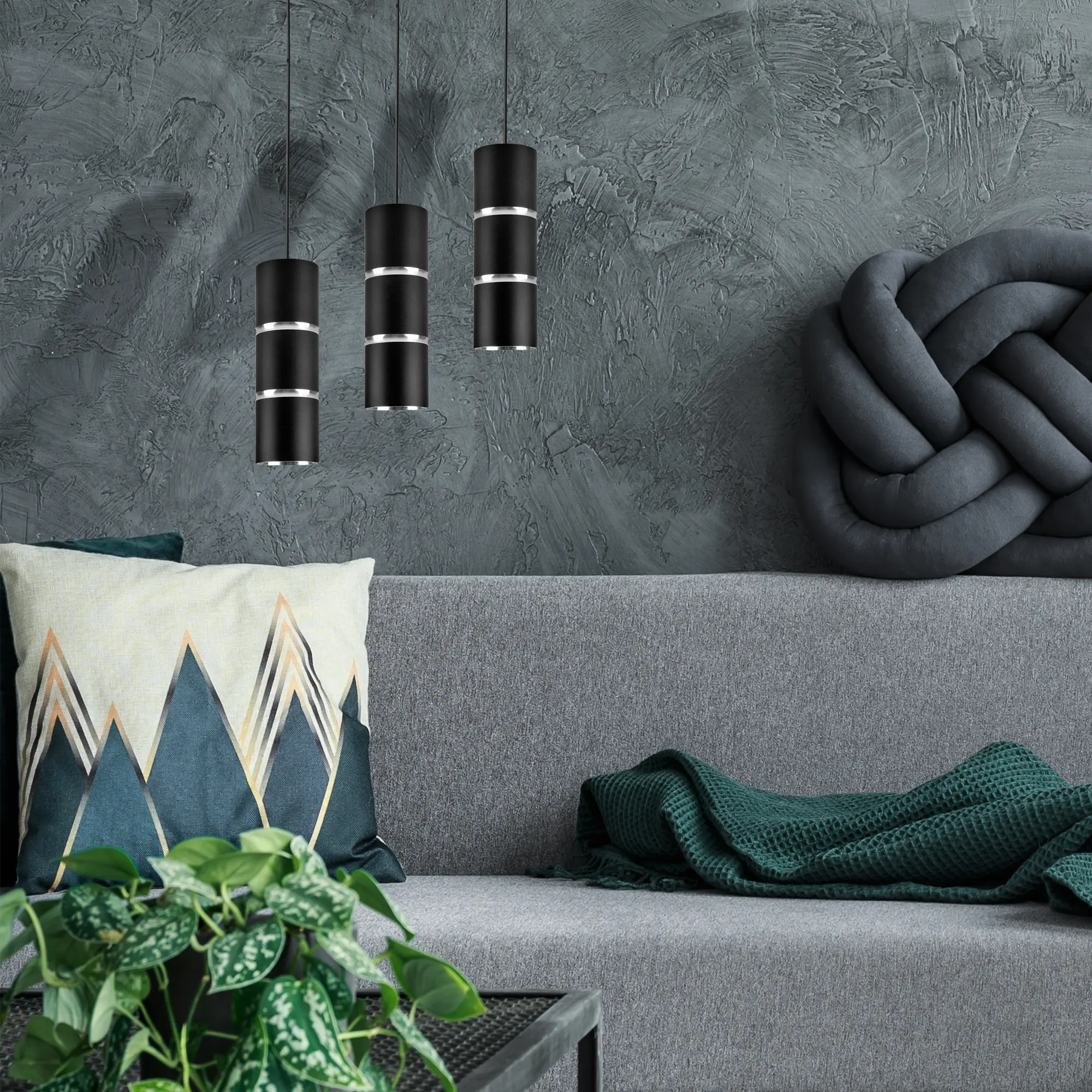 Lampa wisząca Bamboo czarno-srebrna GU10 Goldlux - 2