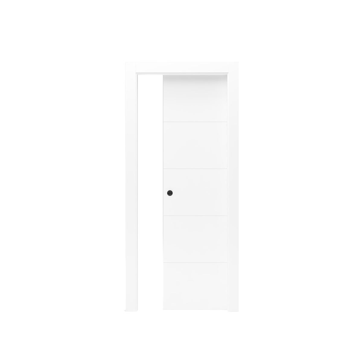 Porta scorrevole in legno, L 80 x H 210 cm, bianca, apertura reversibile DIONE - 2