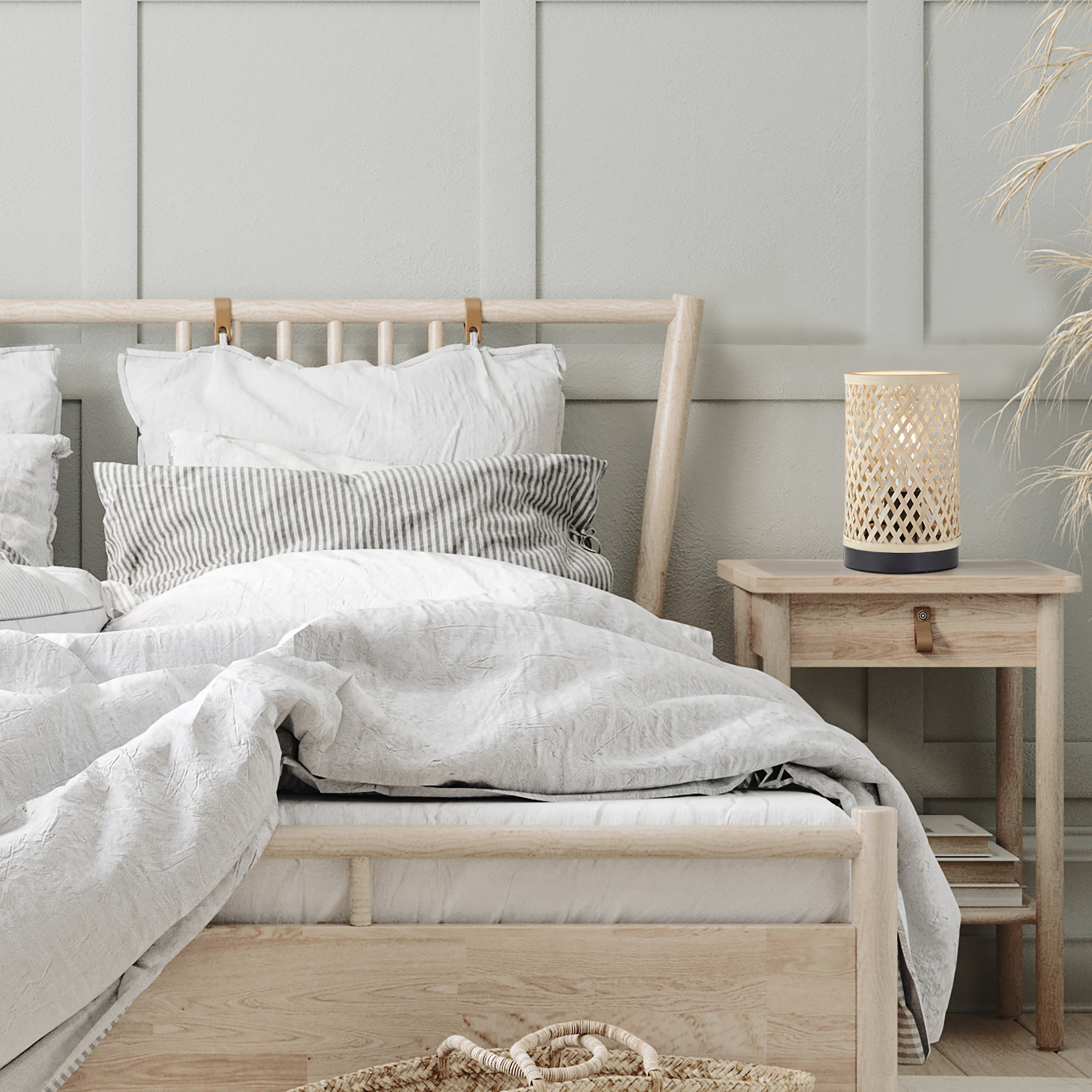 Candeeiro de mesa E27 1 luz bambo preto Inspire Ninon - 21