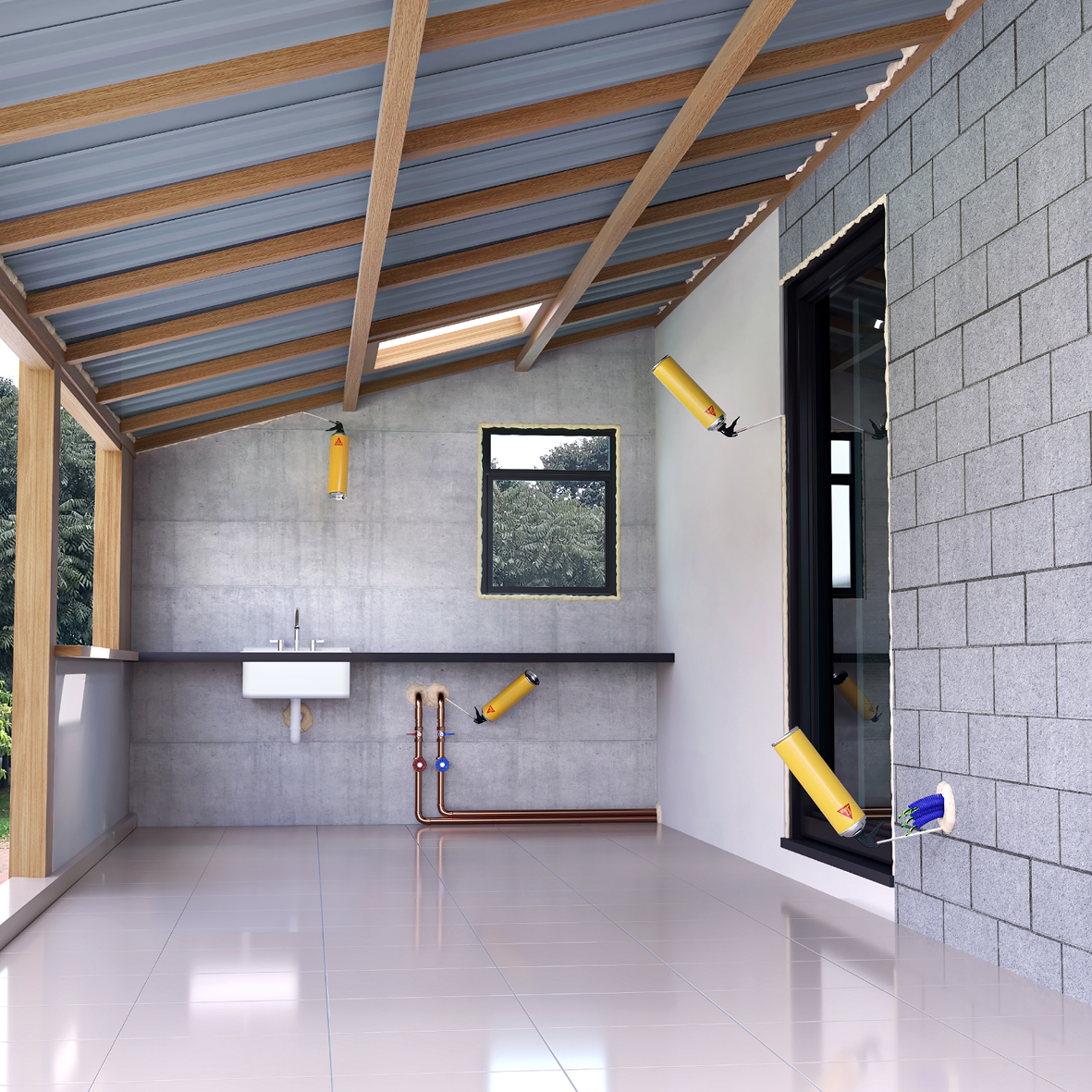 Mousse polyuréthane expansive multi-usages SIKA Sika Boom 128 blanc 500ml tout en 1 isoler - 1