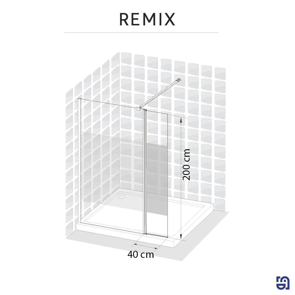 Déflecteur, l.40 cm verre sérigraphié Ep.8 mm chromé Remix - 4