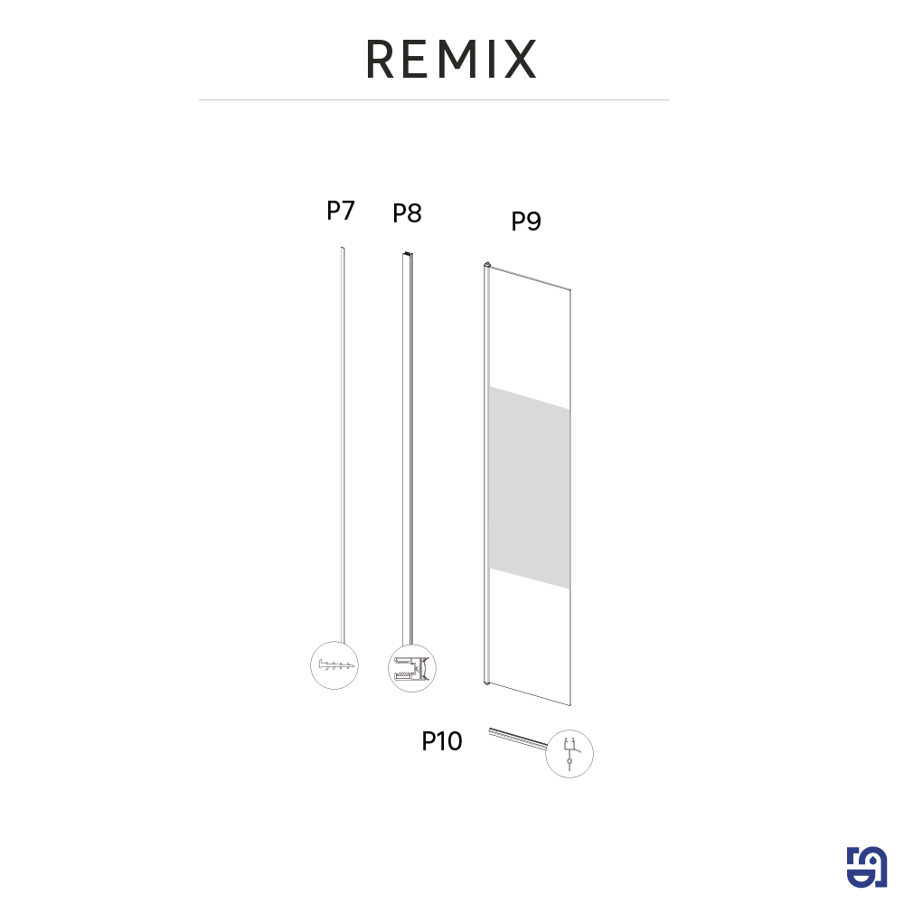 Déflecteur, l.40 cm verre sérigraphié Ep.8 mm chromé Remix - 5