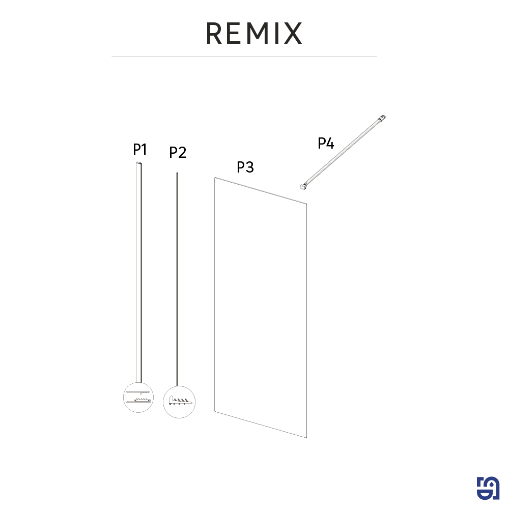Painel de duche REMIX TRANSPARENTE 90X200 - 12