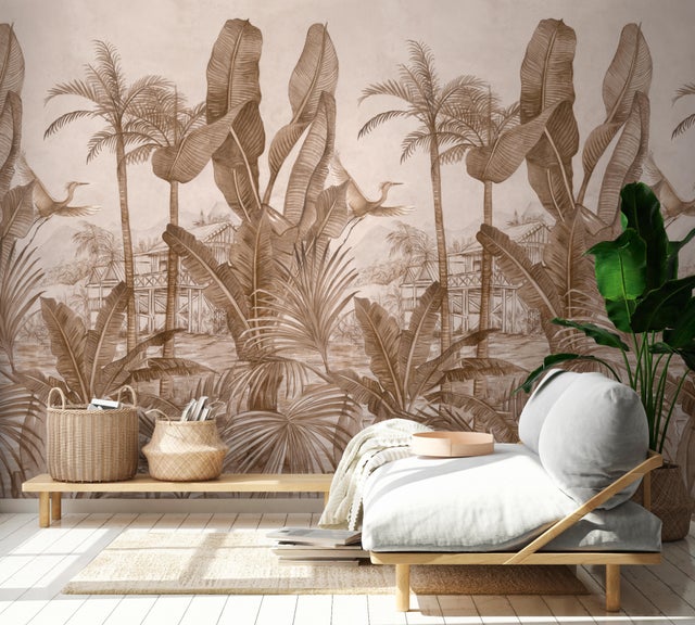 Mural TNT liso lavable naturaleza Platanero beige 159 x 280 cm GRANDECOLIFE