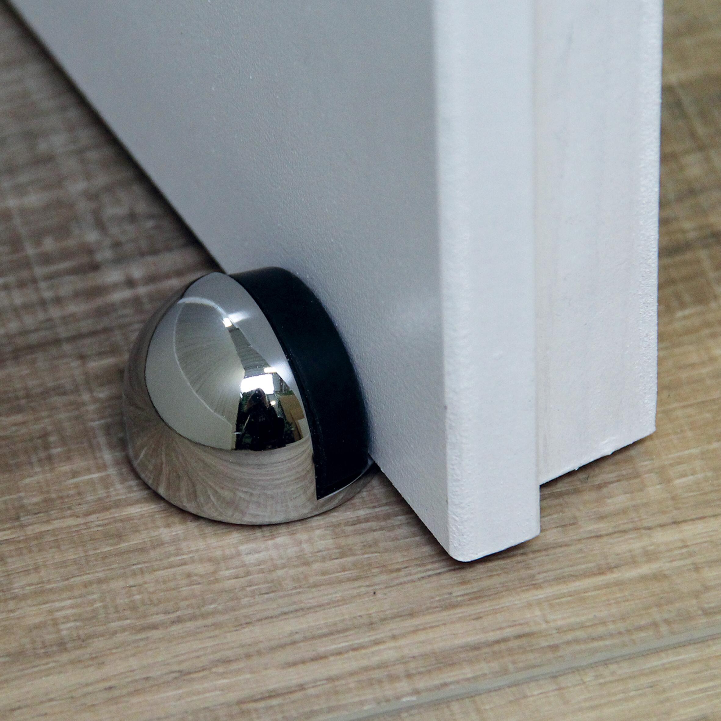 Butée de porte à fixer au sol CHRISLIGNE alu chromé, L.4 x H.3 x l.4 cm - 2