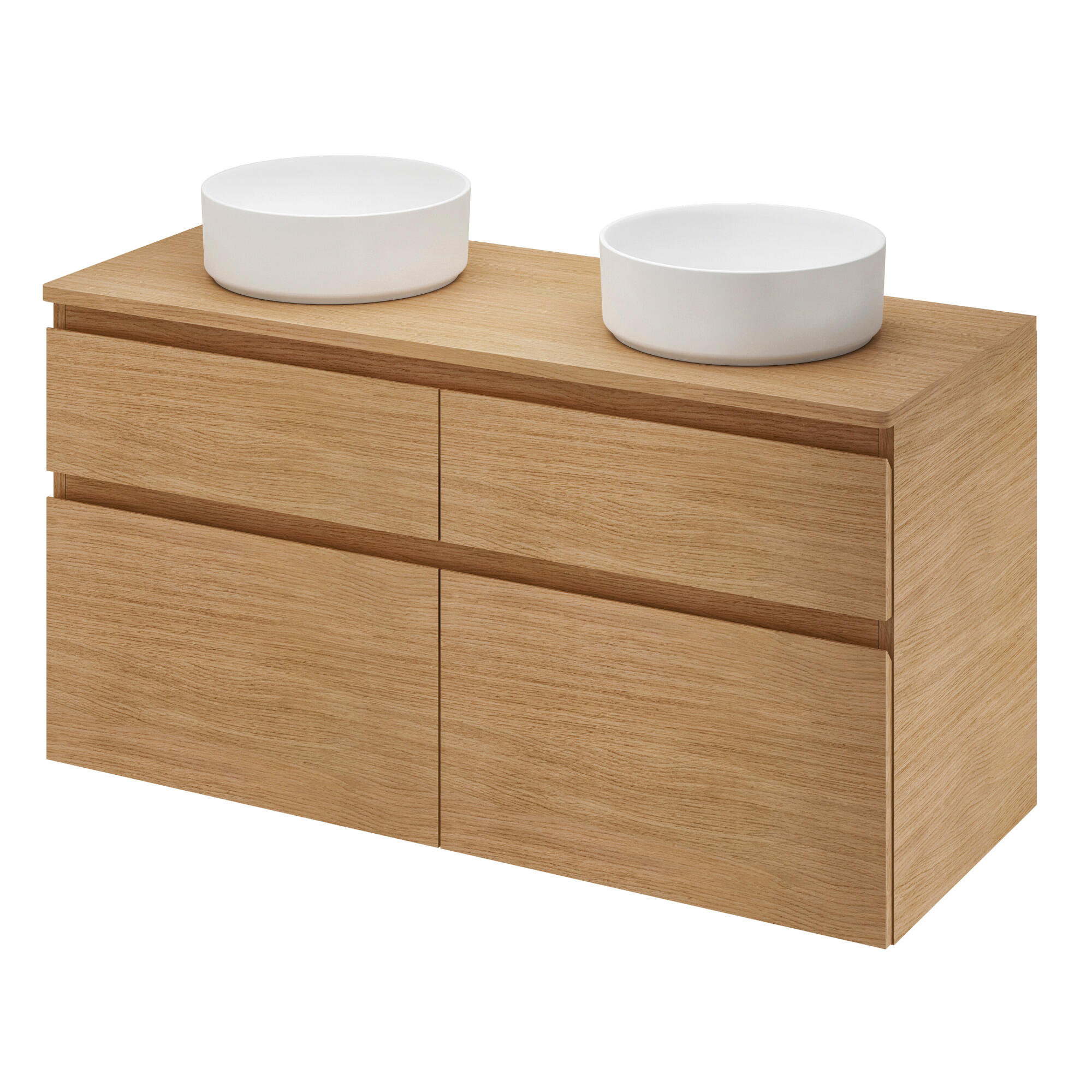 Meuble sous-vasque L.120cm x H.62.5cm x P.48cm placage chêne Natural - 9