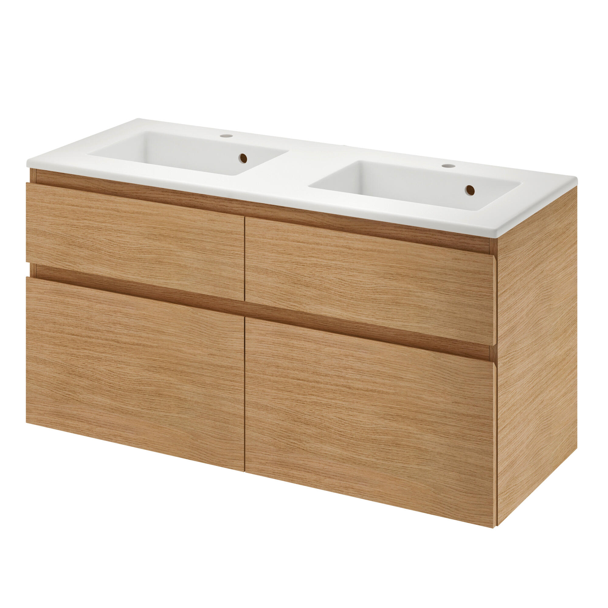 Meuble sous-vasque L.120cm x H.62.5cm x P.48cm placage chêne Natural - 8